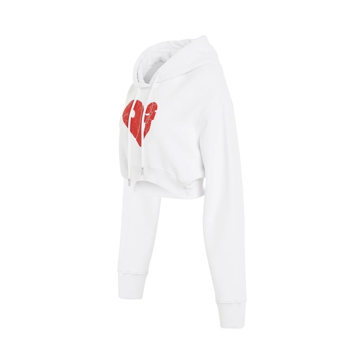 Off-White o1gr1nt0425 Crack Off Heart Sup Crop Hoodie in White Size L / US 10 / IT 46 - 2 Thumbnail
