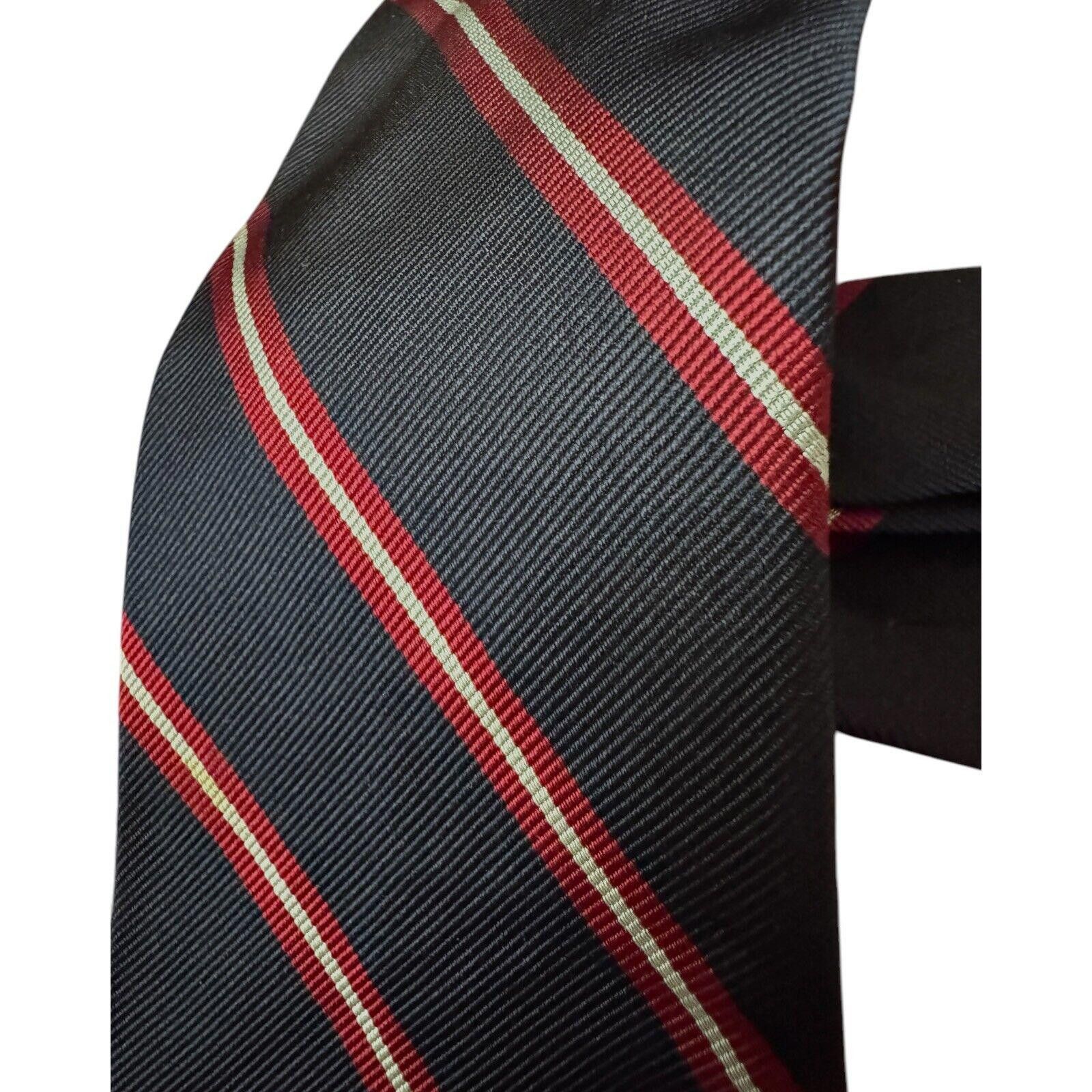 Brooks Brothers Brooks Brothers All Silk Navy Blue & Red Striped Repp Tie Size ONE SIZE - 3 Thumbnail