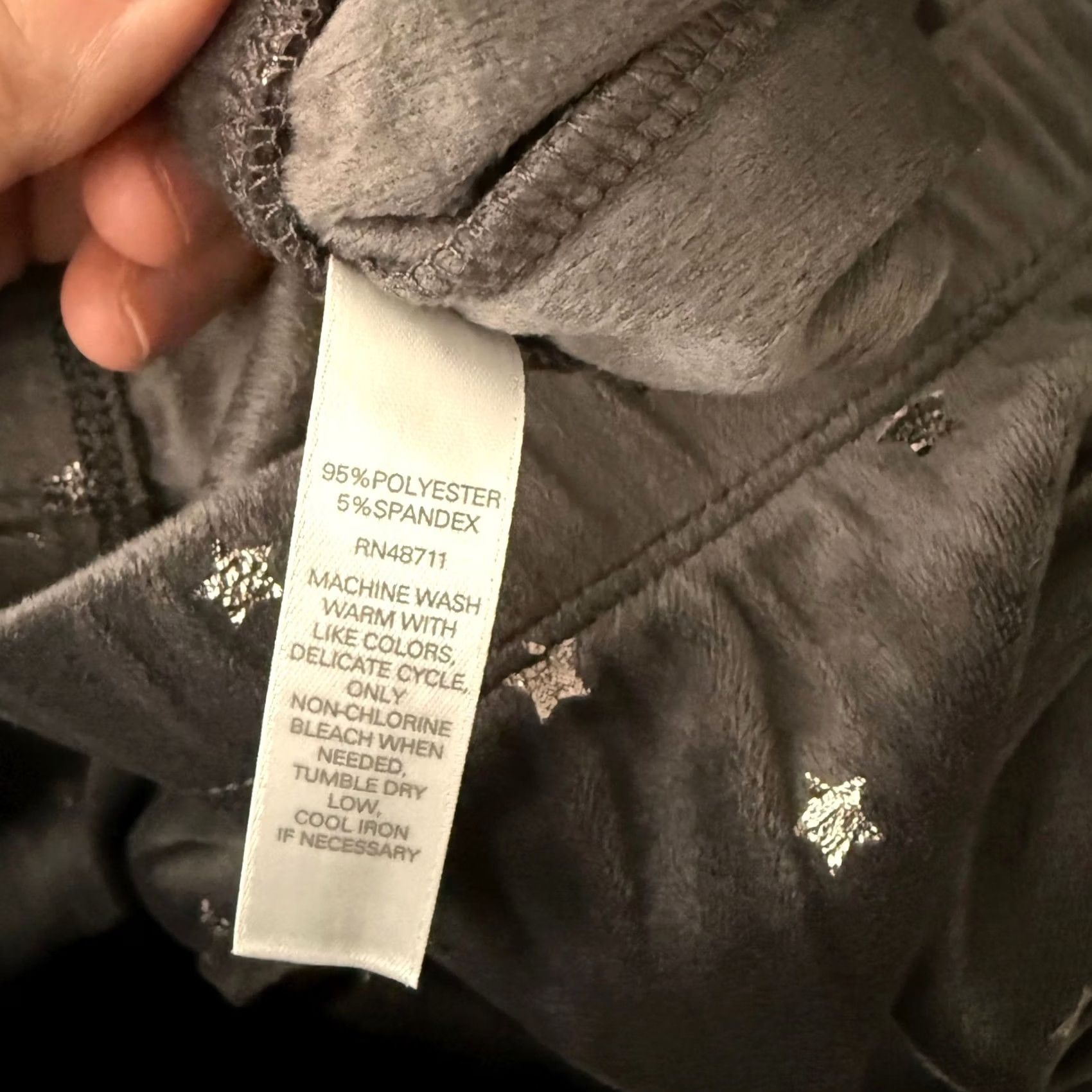 Velour Tranquil & True Women 2X Gray Velour Foil Star Pajama Pant Lounge Celestial Cozy Size 40" / US 18 - 5 Thumbnail