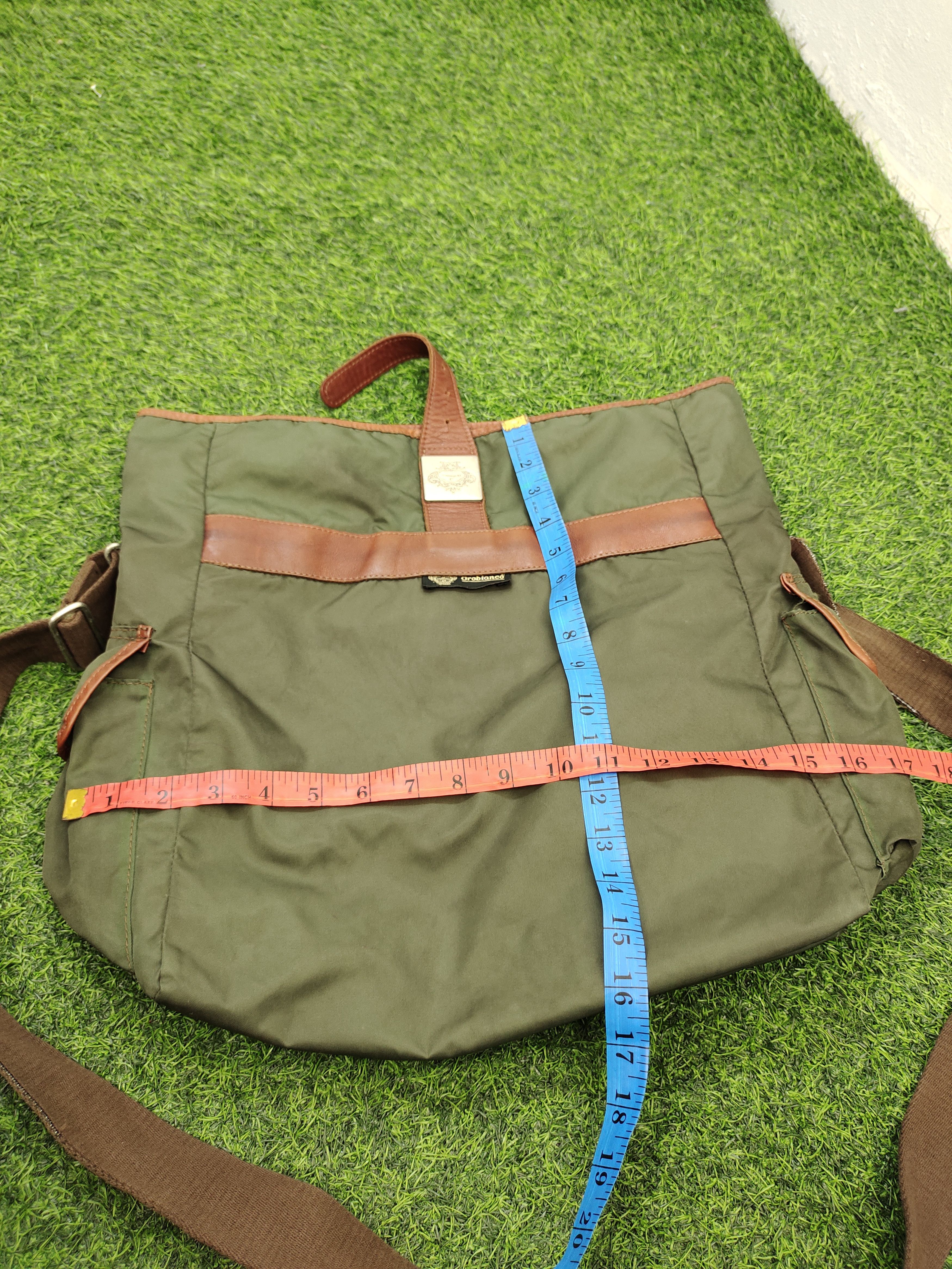 Hysteric Glamour Vintage Orobianco Olive Green Nylon Leather Trim Sling Bag Size ONE SIZE - 17 Thumbnail