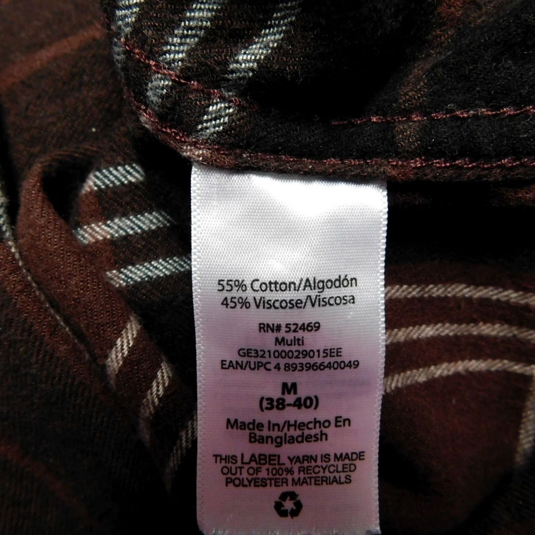 George George Men's Button-Up Flannel Shirt Brown Plaid Long Sleeve 38-40 Medium Size US L / EU 52-54 / 3 - 6 Thumbnail