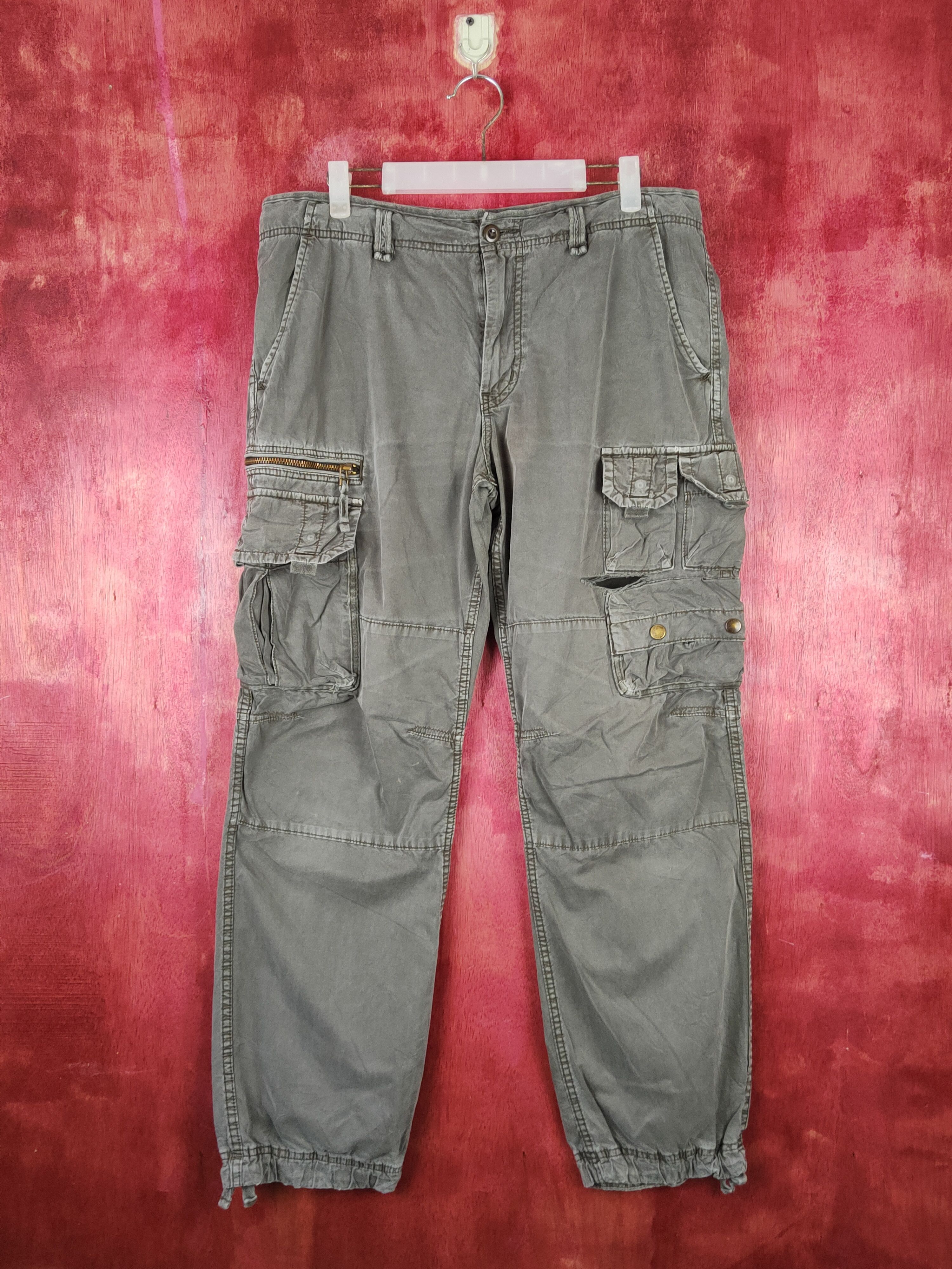 Faded Glory Uniqlo Gray Faded Multipocket Tactical Cargo Pants #S1340 Size US 35 - 1 Thumbnail