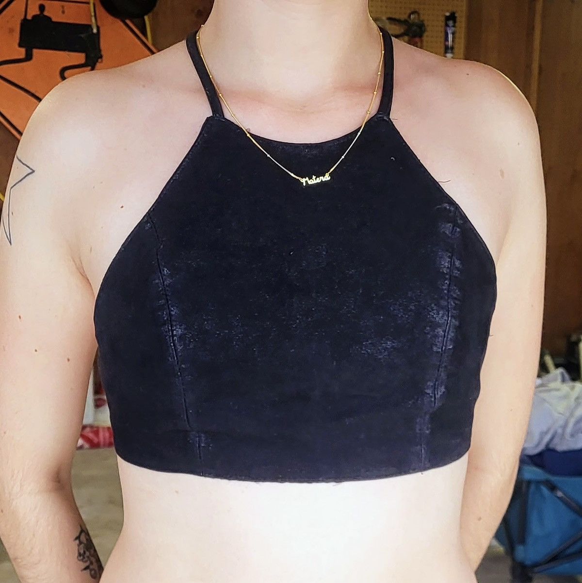 Passport Passport Black Velvet Halter Top Open Back Size S / US 4 / IT 40 - 2 Thumbnail