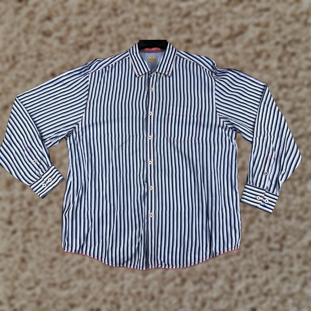 Tommy Bahama Tommy Bahama Shirt Mens XL Blue Striped 100% Cotton Button-Up Size US XL / EU 56 / 4 - 1 Thumbnail