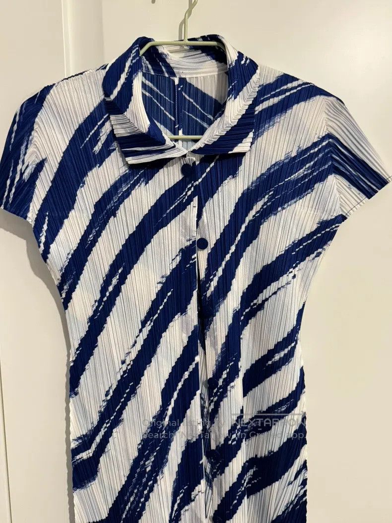 Issey Miyake Issey Miyake Blue and White Striped Shirt Size XXL / US 16-18 / IT 52-54 - 3 Thumbnail