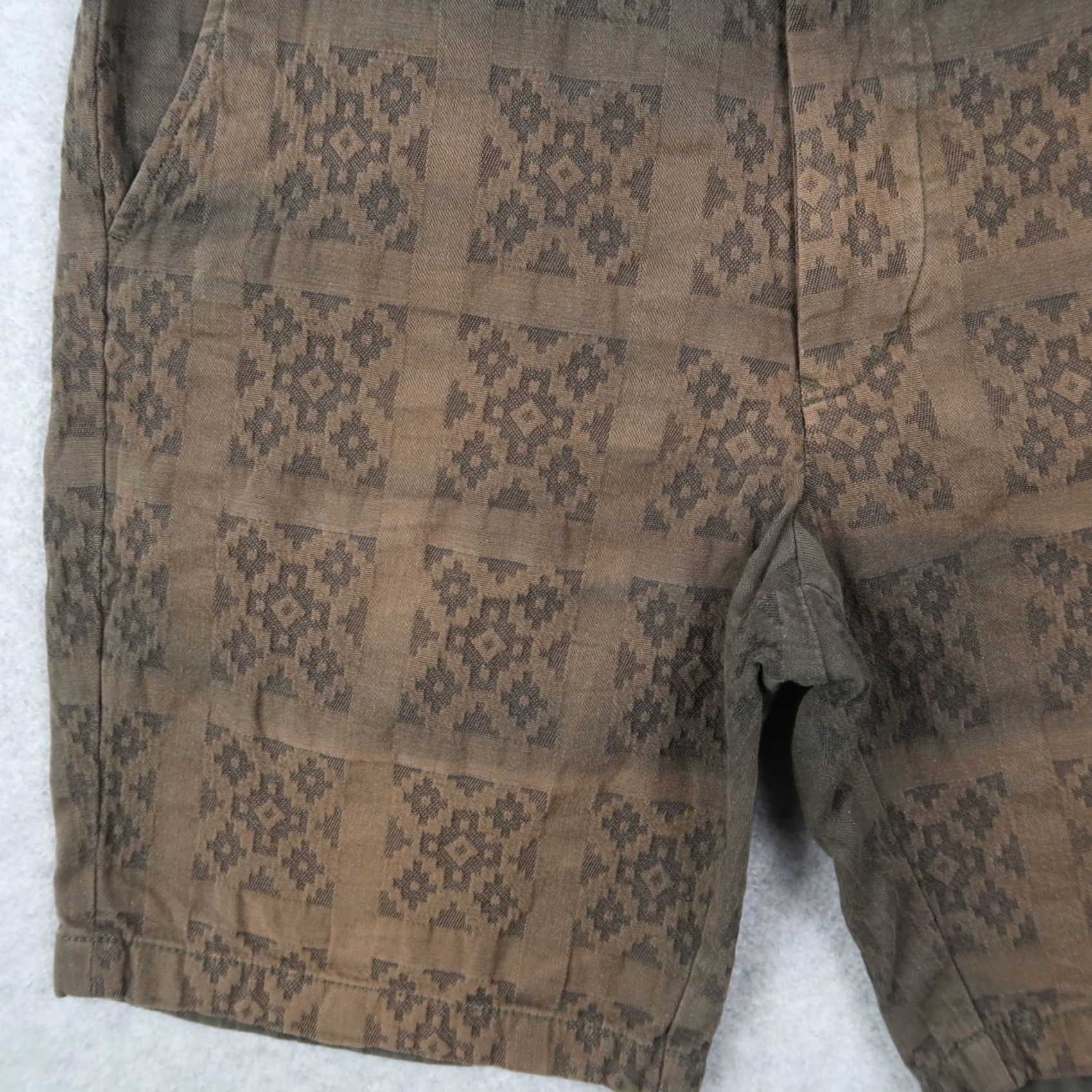 Sage De Cret Sage De Cret Mens Plaid Geometric Shorts M Green Japan Made Casual Chino Pockets Distressed Fade Size US 31 - 5 Thumbnail
