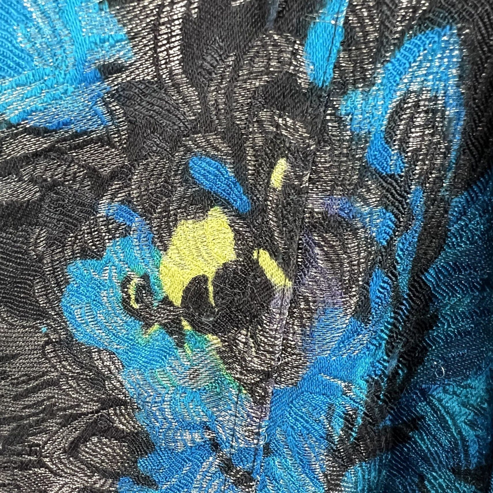 Vintage Chico's Jacket Shirt Silk Metallic Floral Button Up Women’s Size 1 M Long Sleeve Blue Vintage No (adapt: not vintage) Size XS / US 0-2 / IT 36-38 - 3 Thumbnail