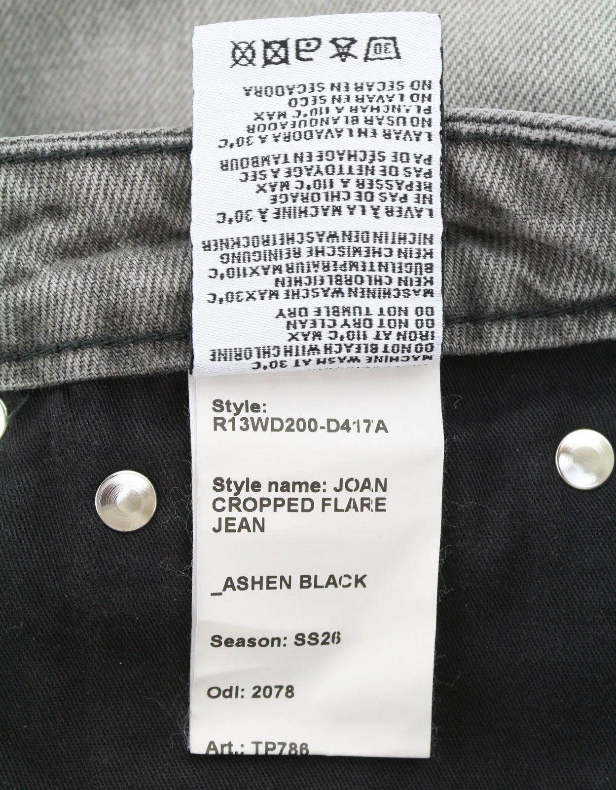R13 JOAN CROPPED FLARE 28 Ashen Black Jeans 90041 Size 28" / US 6 / IT 42 - 9 Thumbnail