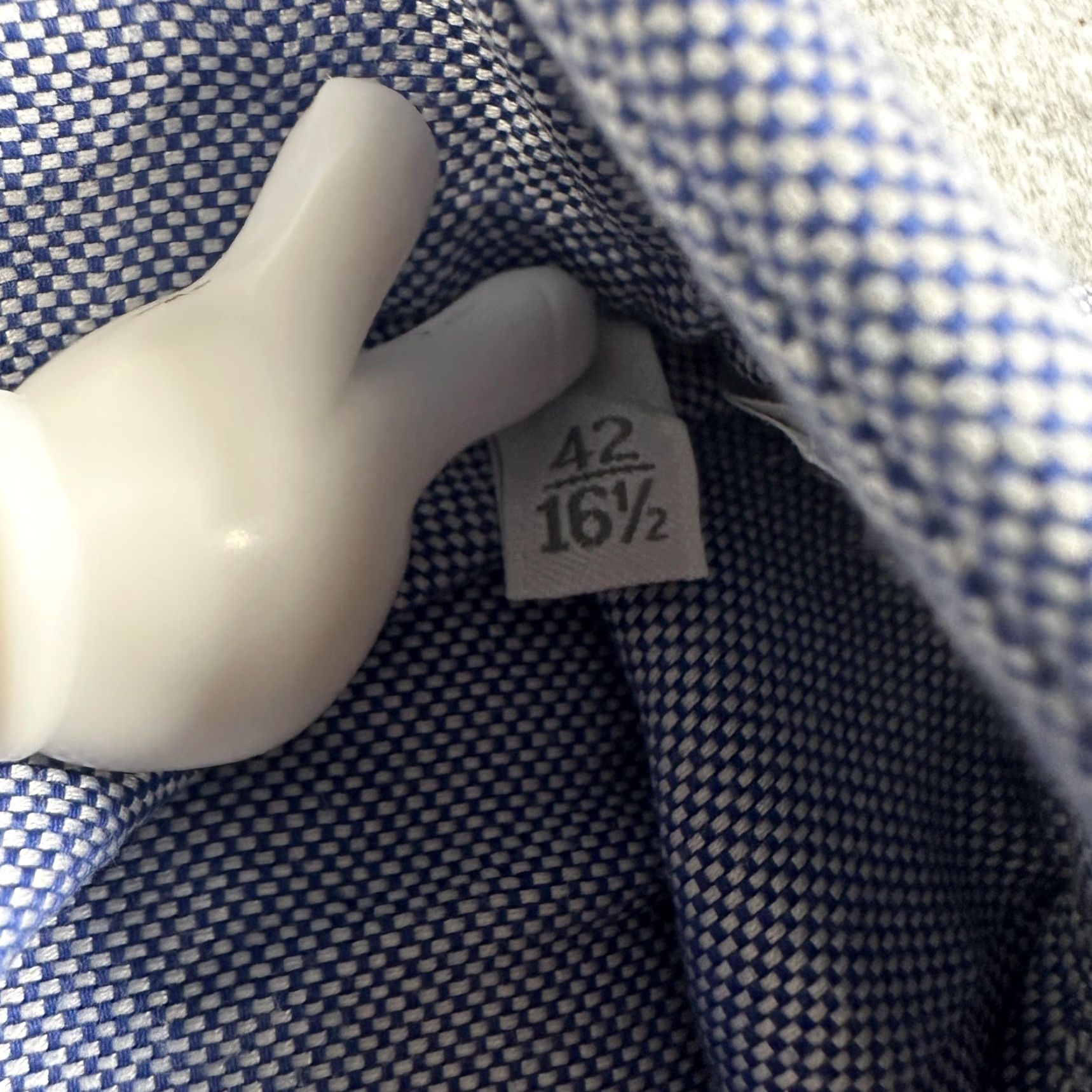Ermenegildo Zegna Ermenegildo Zegna Dress Shirt Mens 42/16.5 Blue Check Point Collar Long Sleeve Size 46R - 4 Thumbnail