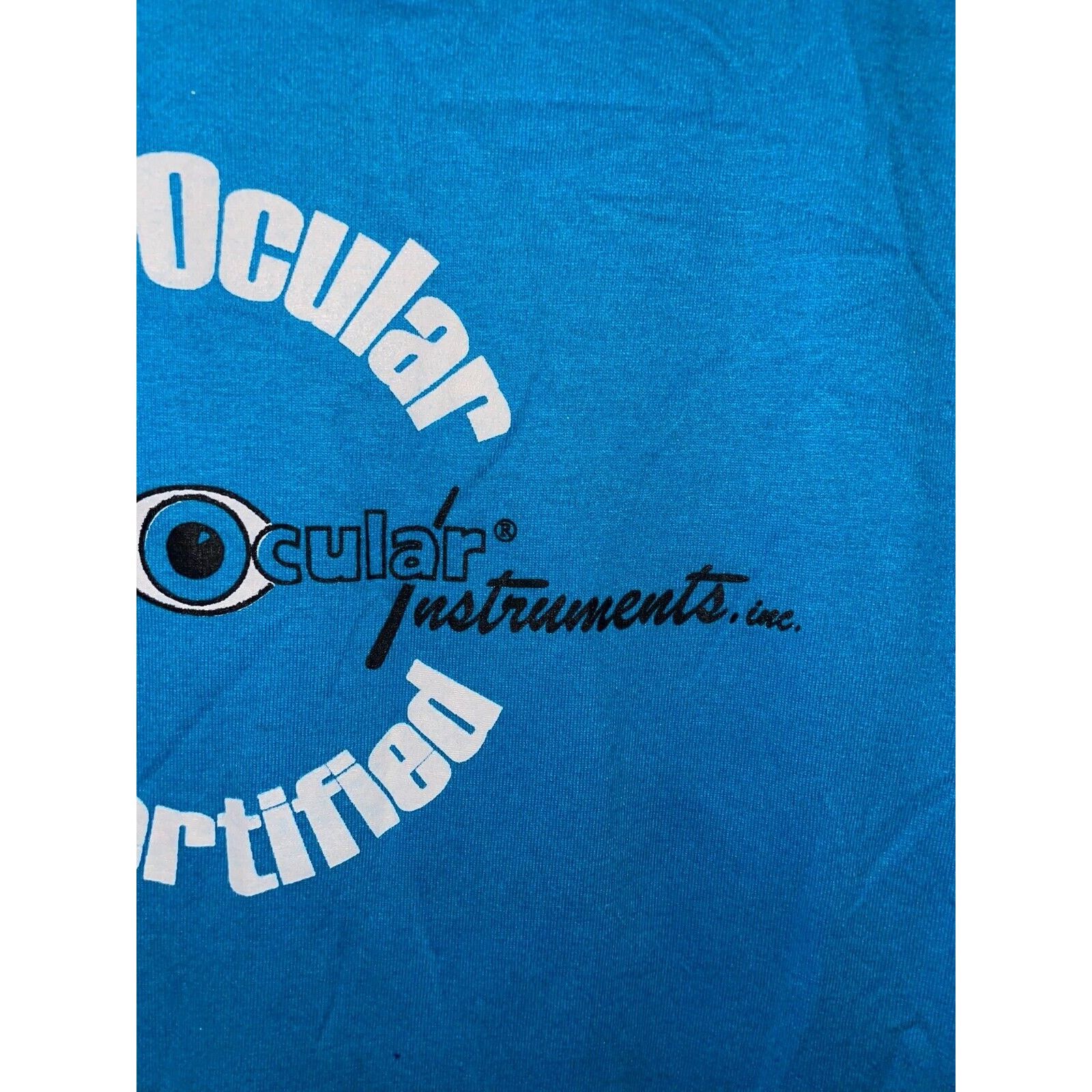 Jerzees Vintage Eye Shirt Team Ocular ISO Certified Blue Tee 90s L Size US L / EU 52-54 / 3 - 4 Thumbnail