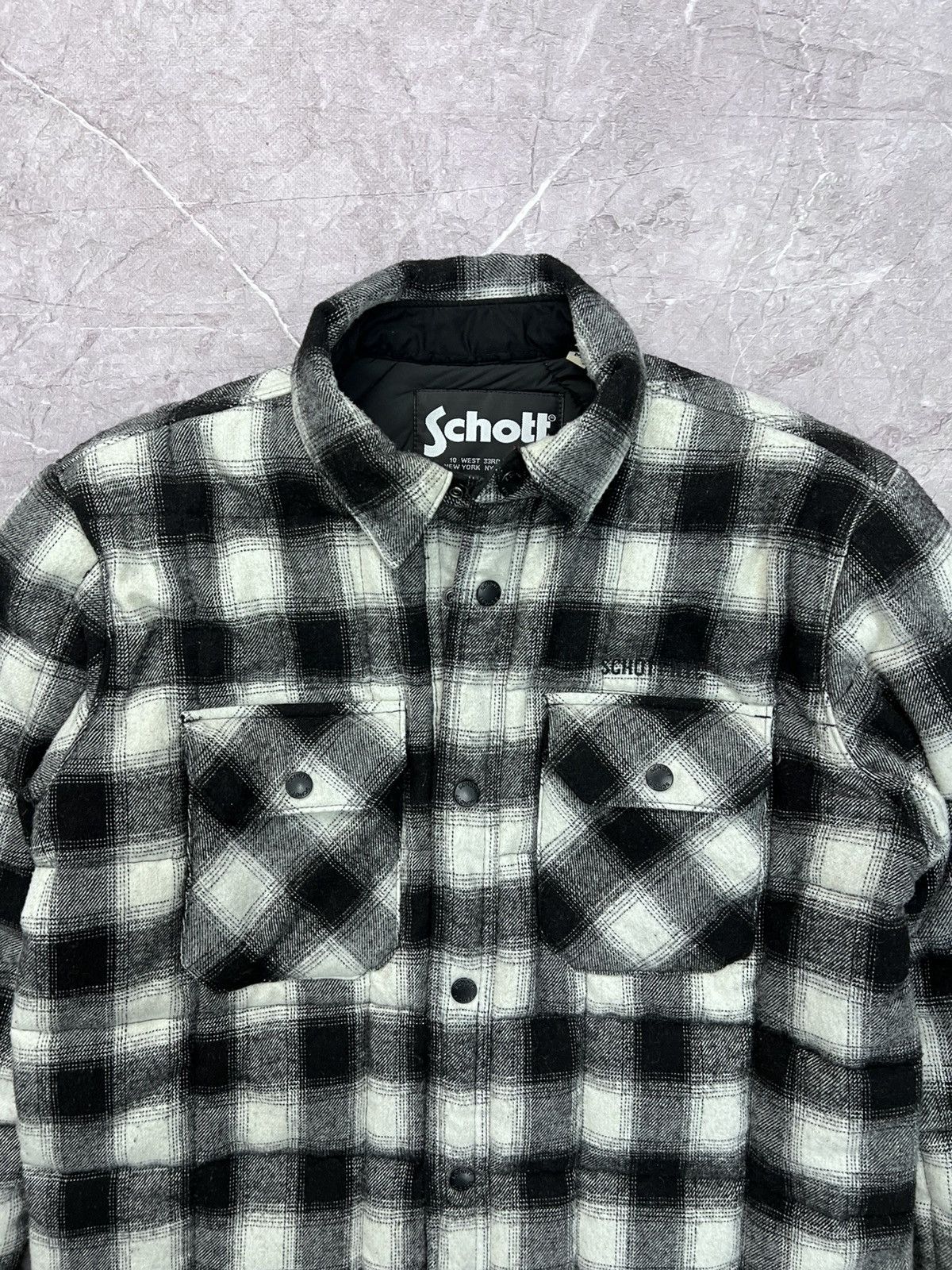 Schott × Vintage VINTAGE 90s WOOL FLANNEL SCHOTT DOWN SHIRT Y2K Size US M / EU 48-50 / 2 - 3 Thumbnail