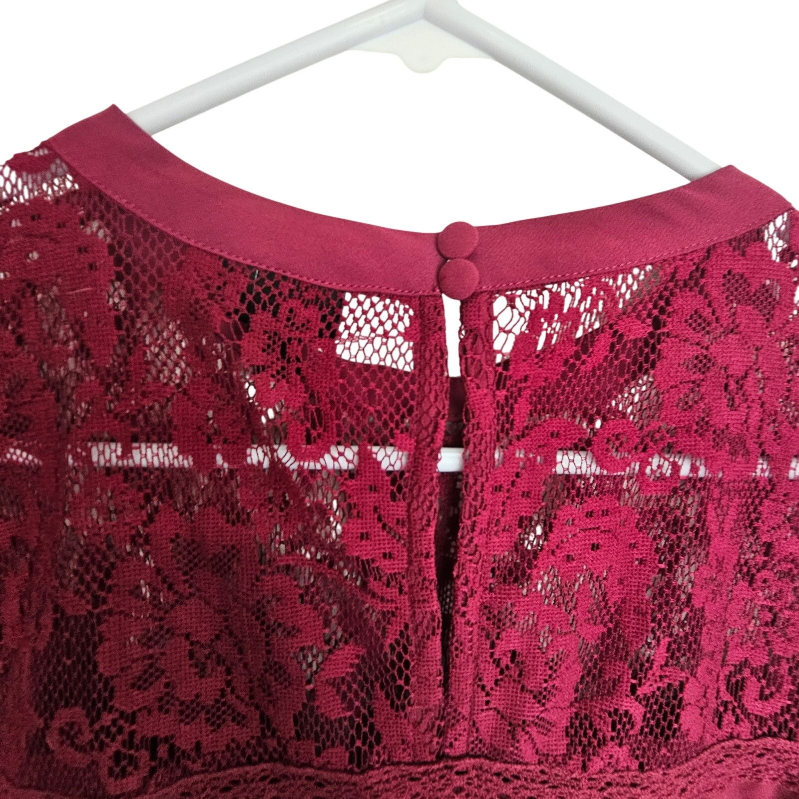 Torrid Torrid Women Burgundy Lace Detail Top Plus Size 1X Flutter Size XL / US 12-14 / IT 48-50 - 9 Thumbnail