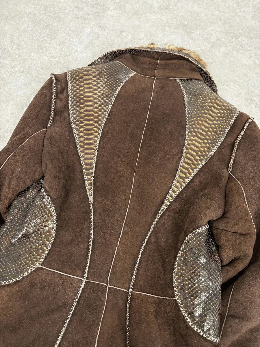Roberto Cavalli FW2006 Roberto Cavalli Long Hybrid Brown Fur Python Leather Jacket Size XS / US 0-2 / IT 36-38 - 6 Thumbnail