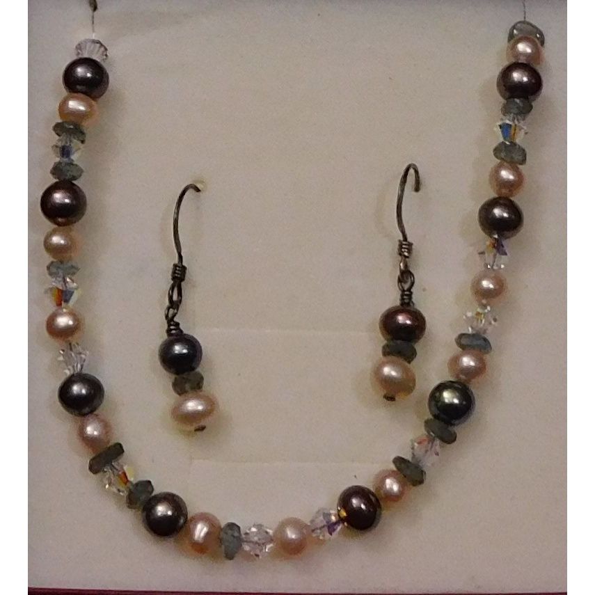 Other Sterling Pearl And Glass Jewelry Gift Set (Bracelet And Ear Size ONE SIZE - 3 Thumbnail