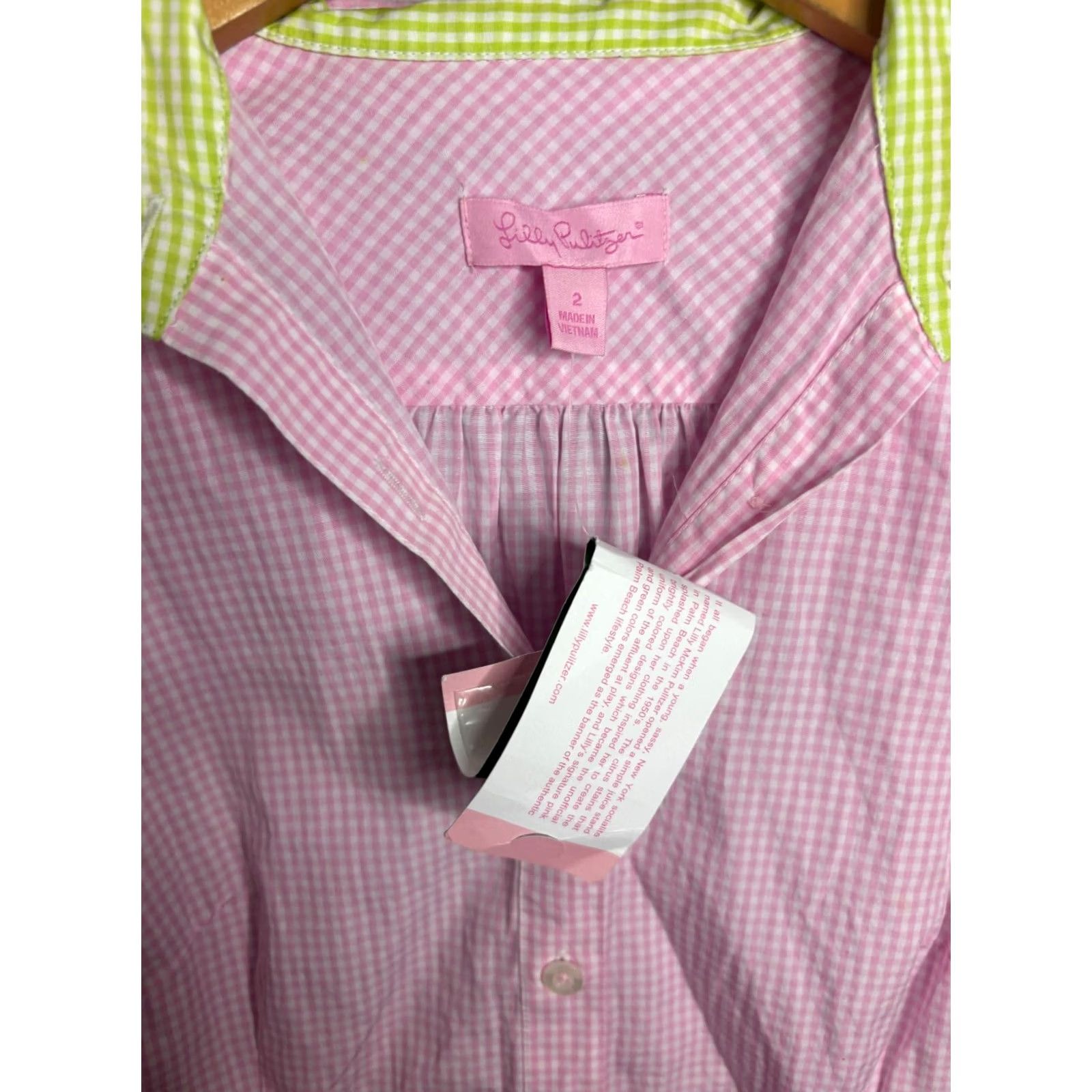 Lilly Pulitzer Lilly Pulitzer Jonni Shirt Women's Size 2 Plaid Print Short Sleeve Button 6119 Size XS / US 0-2 / IT 36-38 - 2 Thumbnail