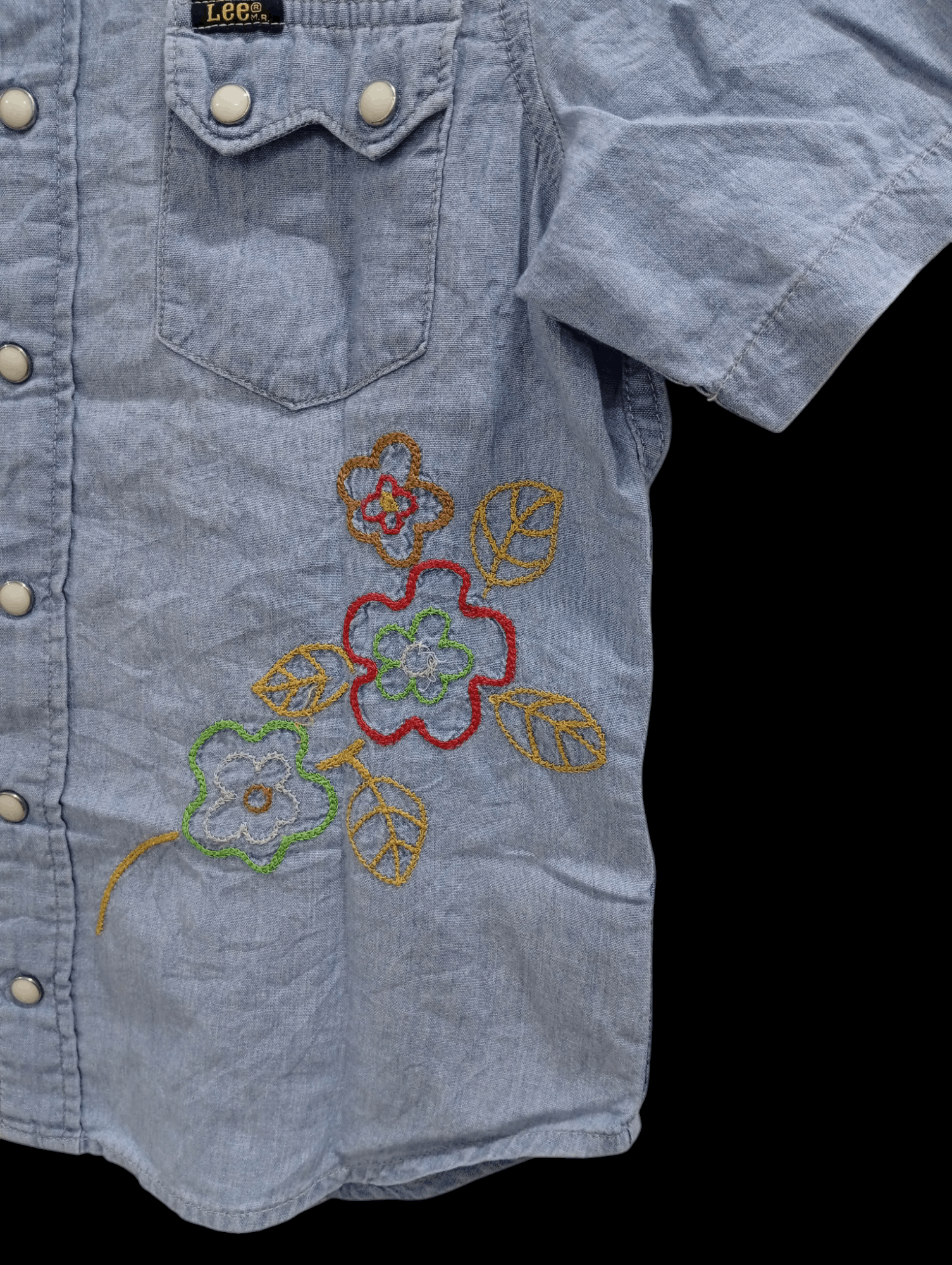 Lee × Vintage 🔥🔥Lee Riders Kids Boys Embroidery Denim Shirt Size US XXS / EU 40 - 10 Thumbnail