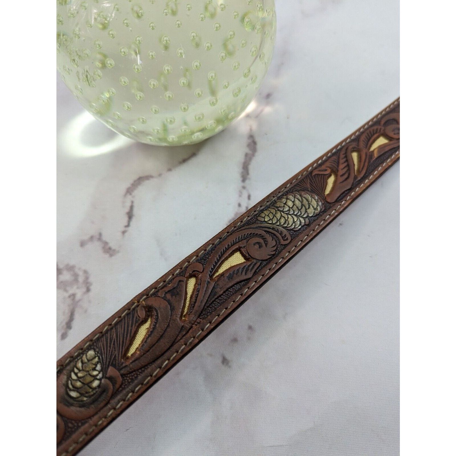 Vintage Vintage Concho Belt Womens 32 34 36 Silver Tooled Leather Size ONE SIZE - 2 Thumbnail