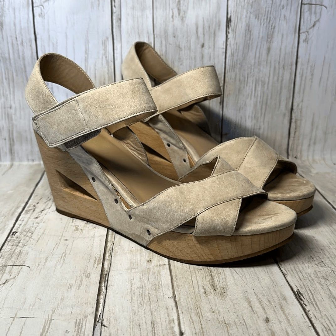 Eileen Fisher Eileen Fisher Sandal Wedge Women's Leather Tan Studded Platform 10 Size US 10 / IT 40 - 2 Thumbnail
