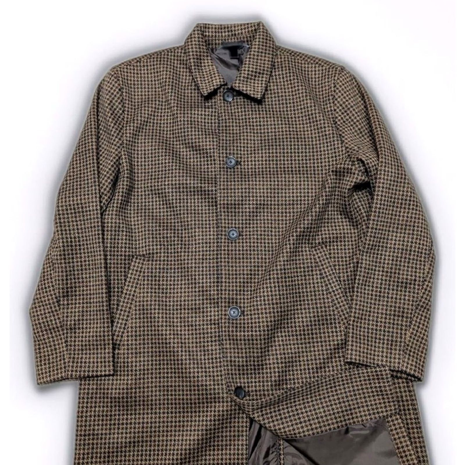 Old Navy VINTAGE Old Navy overcoat XL brown HOUNDSTOOTH trench coat 50L faux tweed NWT Size US XL / EU 56 / 4 - 2 Thumbnail