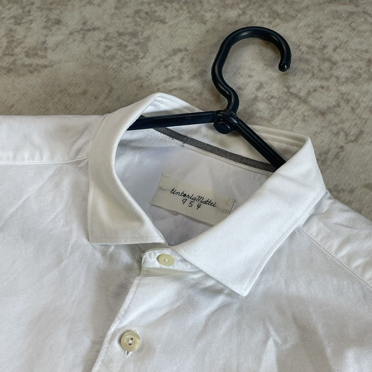 Designer × Tintoria Mattei Tintoria Mattei 954 White Slim Fit Cotton Button Shirt Size 38R - 7 Thumbnail