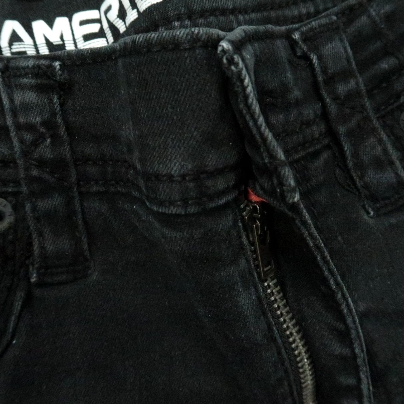 Vintage American Fighter Jeans Mens 30x32 Black Striped Stretch Denim Size US 30 / EU 46 - 7 Thumbnail