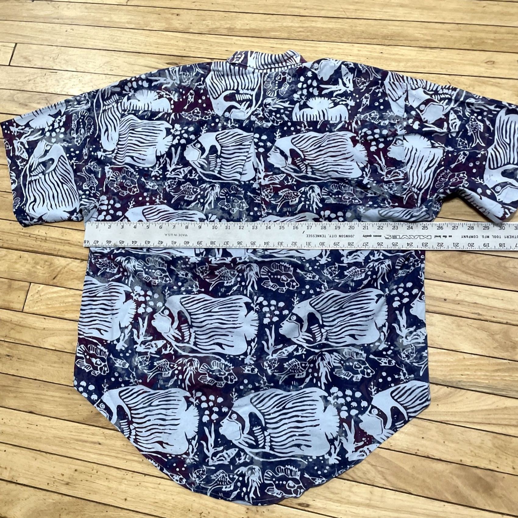 Vintage Java Lava Go With Flow Vintage 90s Fish Print Shirt Men L Blue Oversized Button-Up Casual Shirts Size US L / EU 52-54 / 3 - 6 Thumbnail