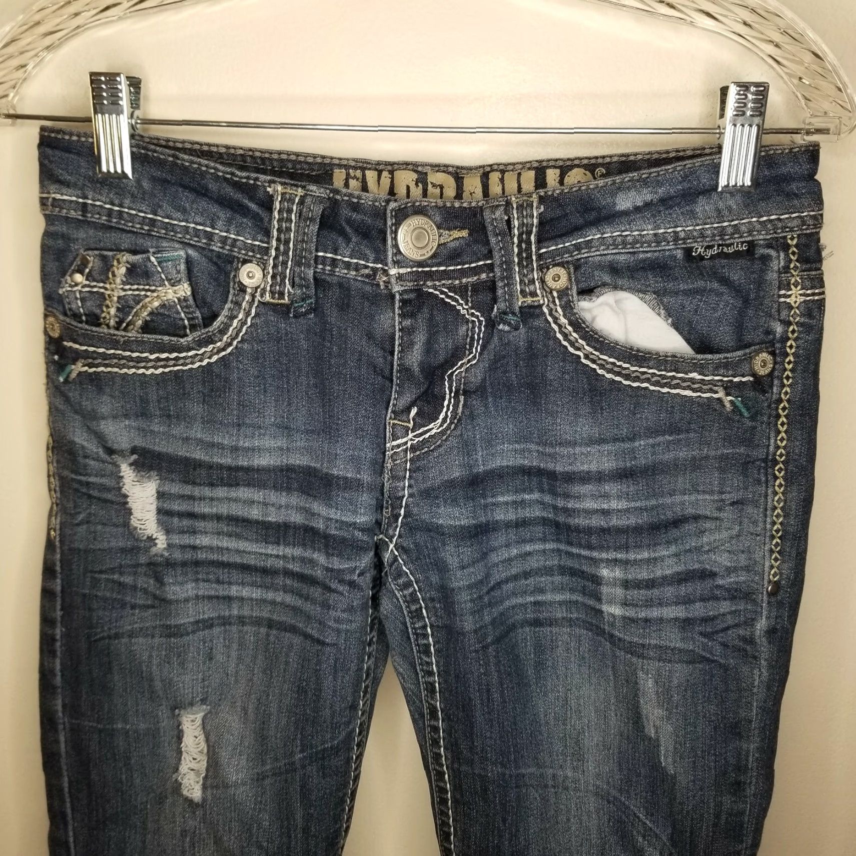 Vintage VINTAGE Hydraulic Capri Jeans Womens Distressed Blue Size 5/6 Size 27" / US 4 / IT 40 - 2 Thumbnail