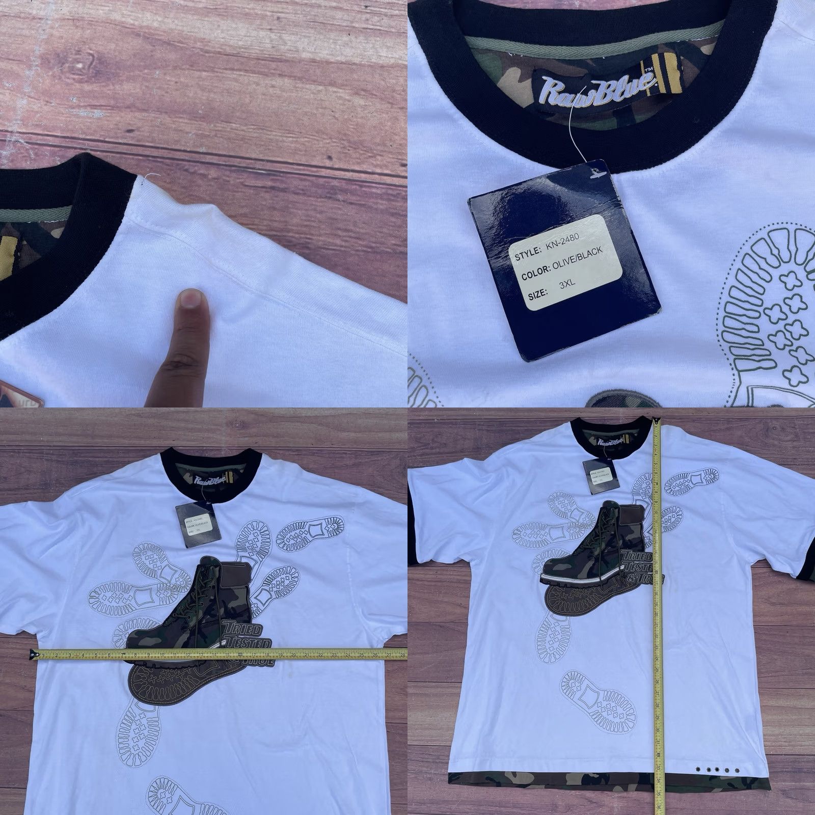 Timberland VINTAGE Y2K Raw Blue Camouflage Shirt Hip Hop Streetwear Timberland Style Tee 3XL Mens White Crew Neck Short Sleeve 90s Grunge Size US XXL / EU 58 / 5 - 8 Thumbnail