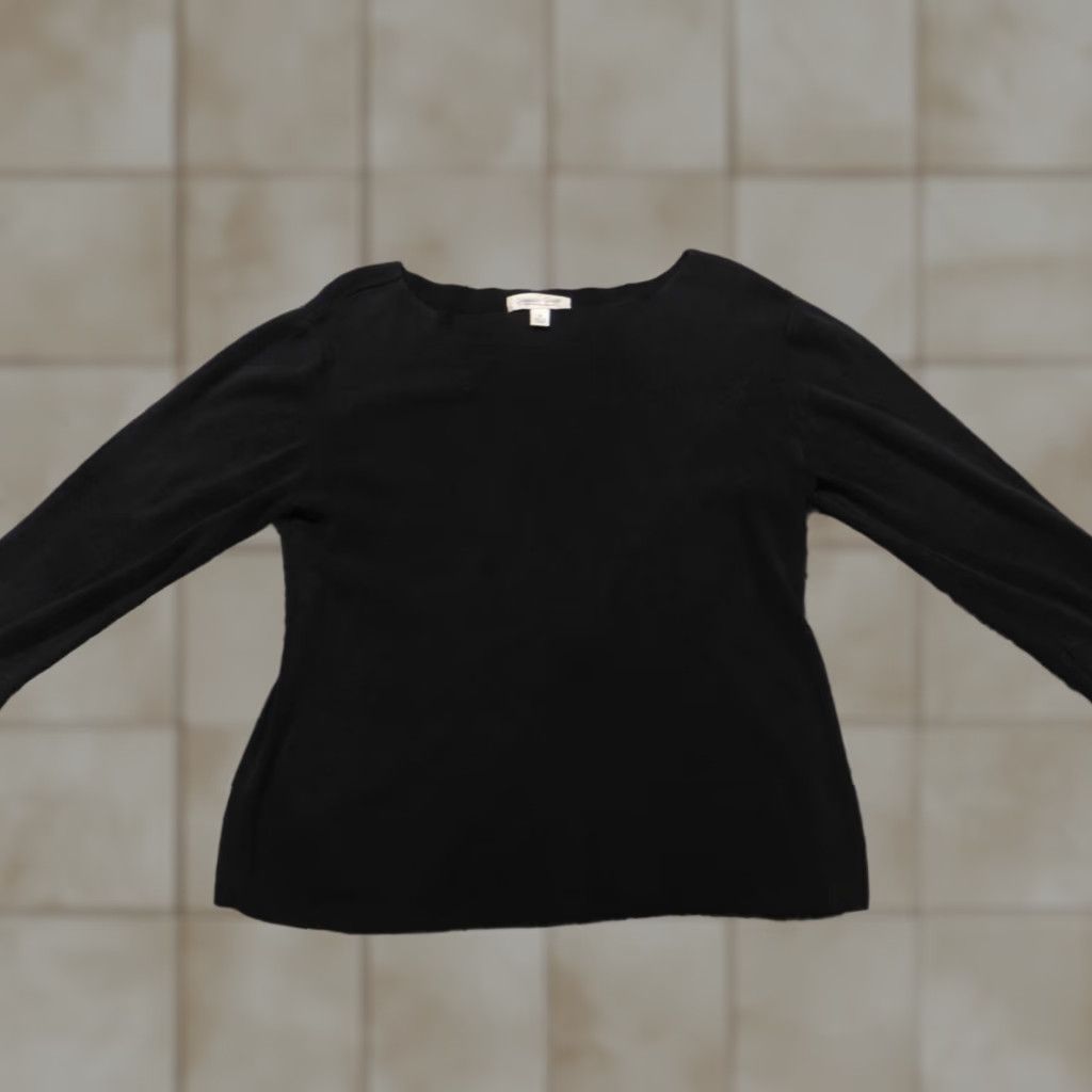Coldwater Creek Coldwater Creek Blouse Womens M Black Crew Neck Pullover Silk Rayon Stretch Cap Sleeve Casual Basic Classic Ruffle Size M / US 6-8 / IT 42-44 - 1 Thumbnail