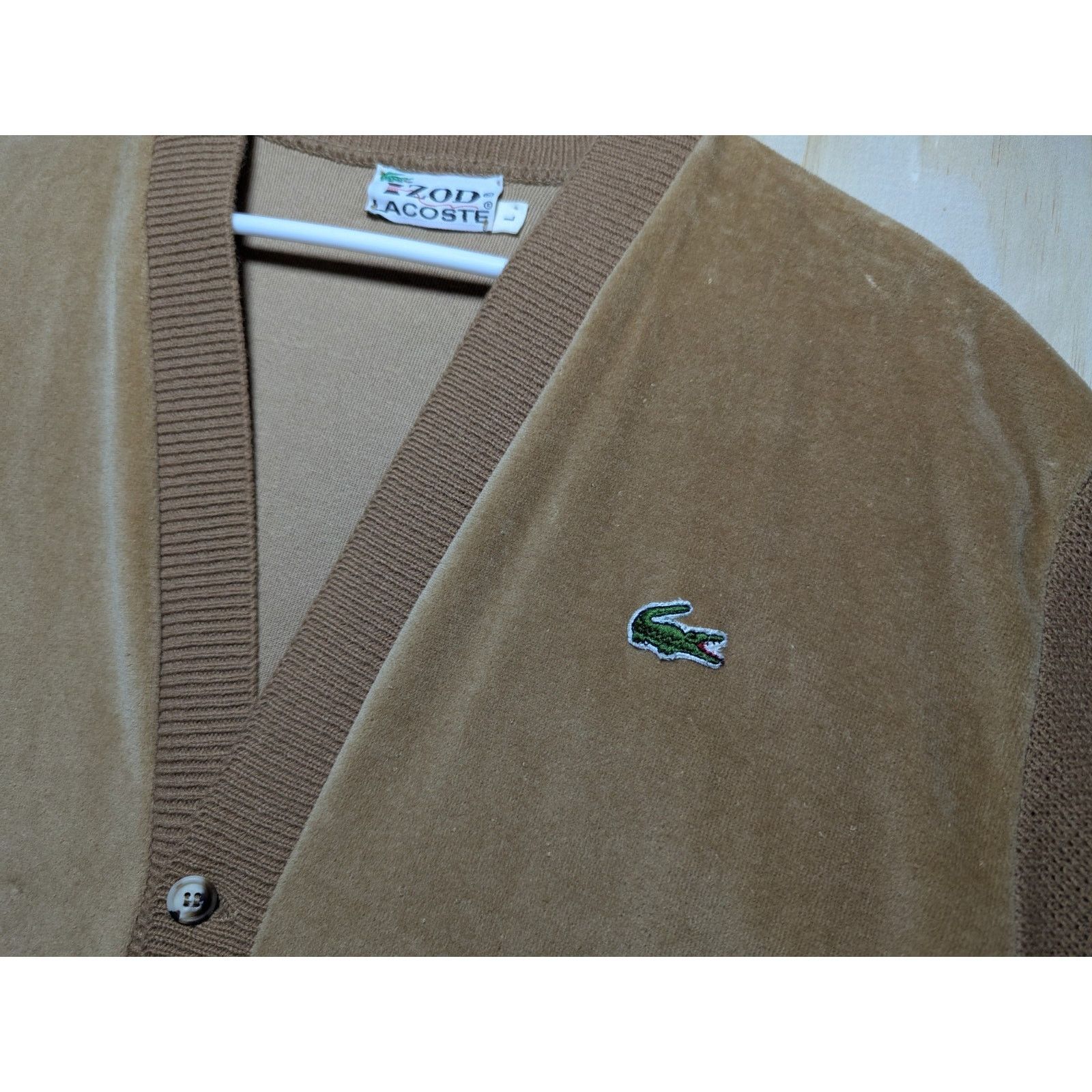 Lacoste Izod Lacoste Men's Large Vintage Velour Cardigan Sweater Size US L / EU 52-54 / 3 - 6 Thumbnail