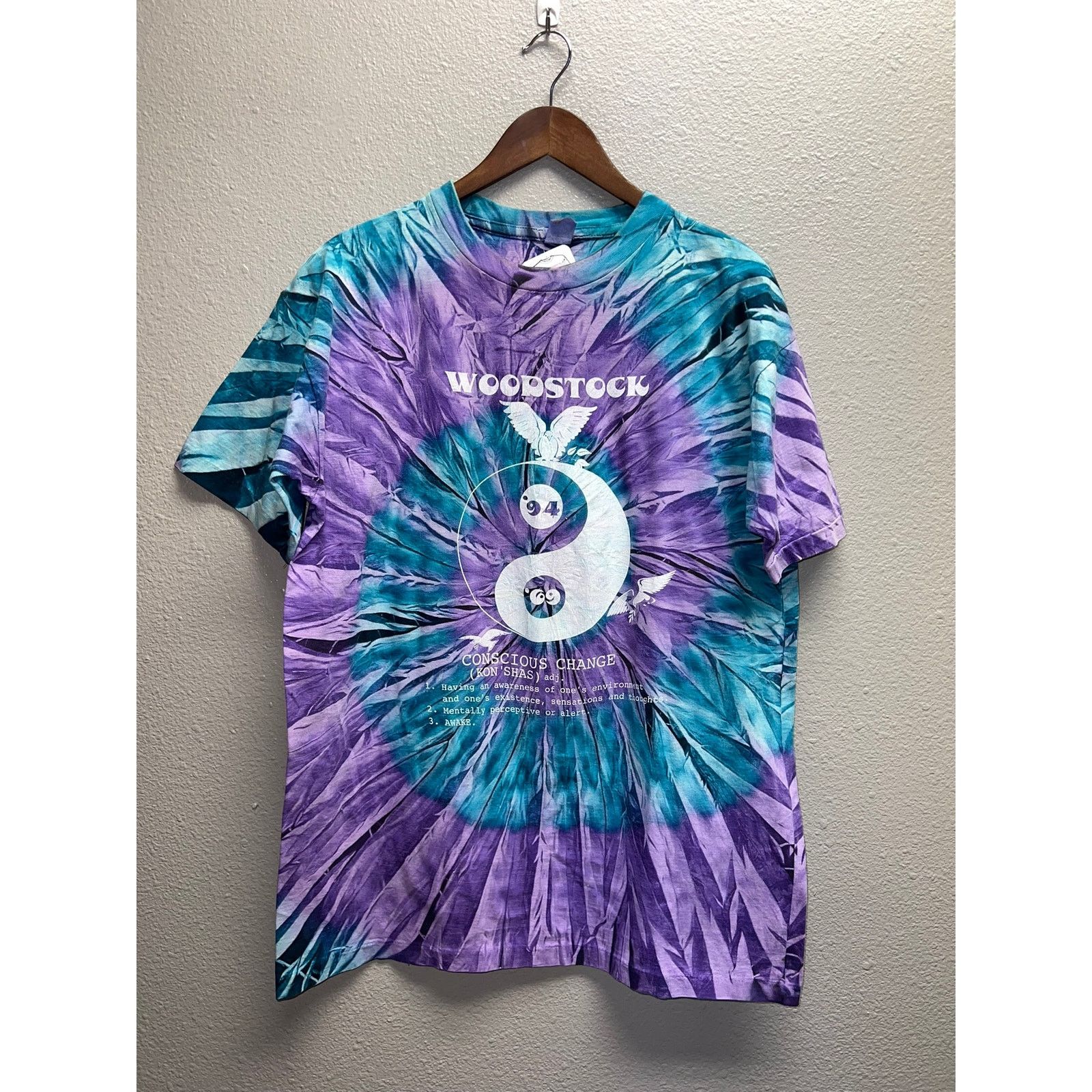 Vintage Vintage Woodstock Shirt Conscious Change 1994 Tour Tee 90s L Size US L / EU 52-54 / 3 - 1 Thumbnail