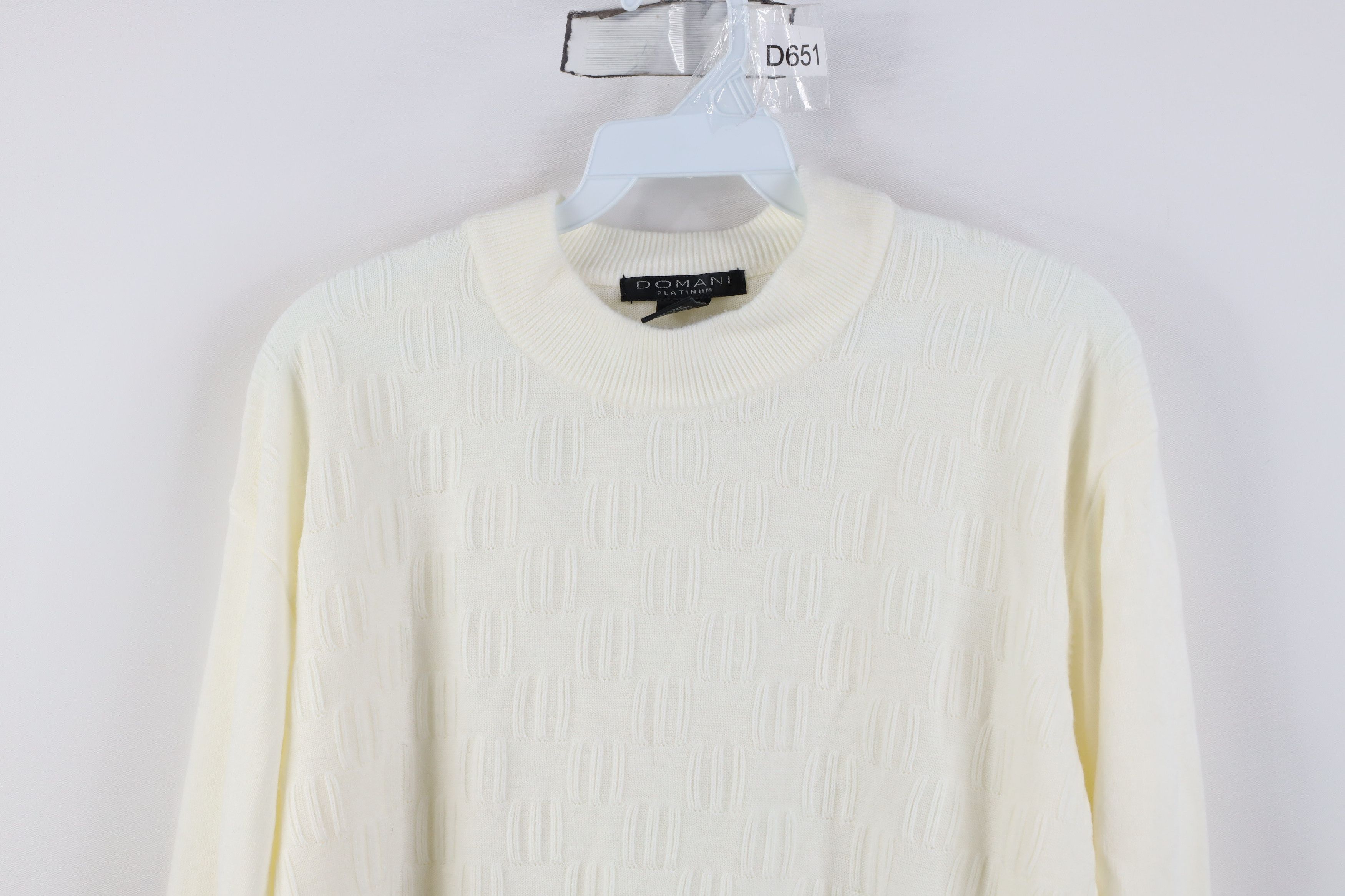 Vintage Vintage 90s Y2K Streetwear Mock Neck Sweater Cream Acrylic Size US XL / EU 56 / 4 - 2 Thumbnail