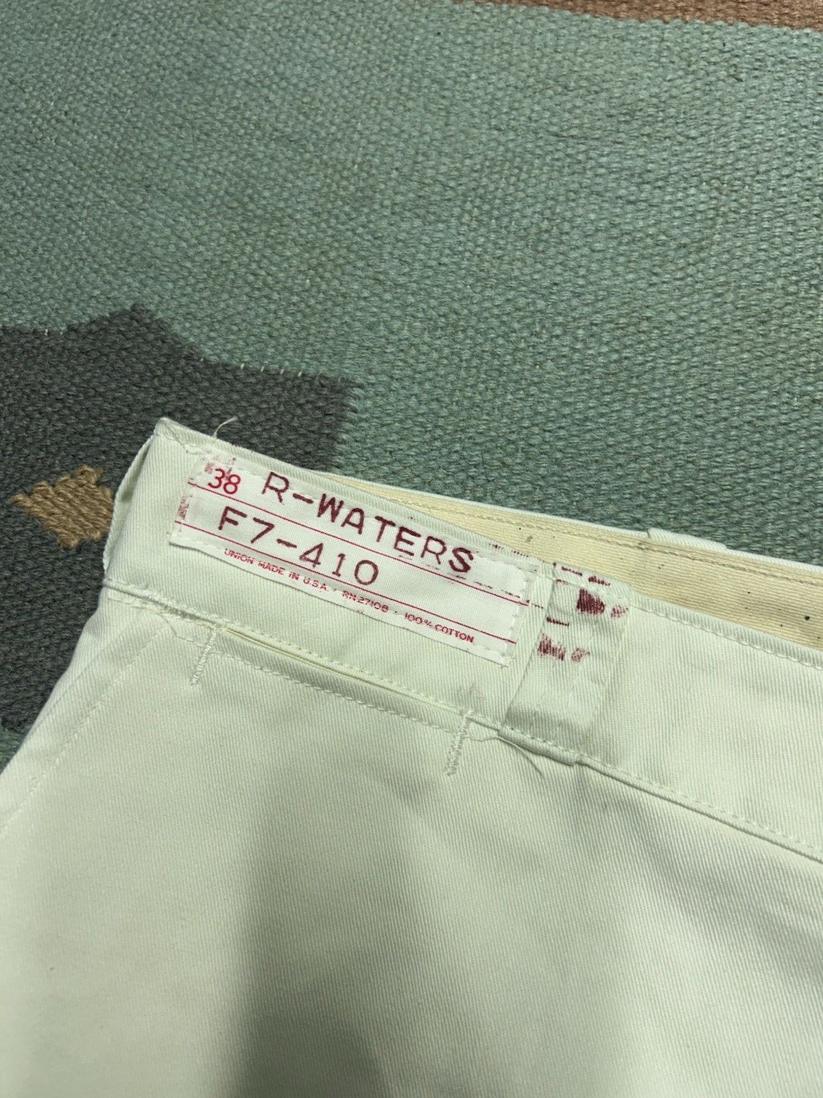 Vintage Vtg 40s cotton chino work pants milkman button fly NOS 37x31 Size US 37 - 5 Thumbnail