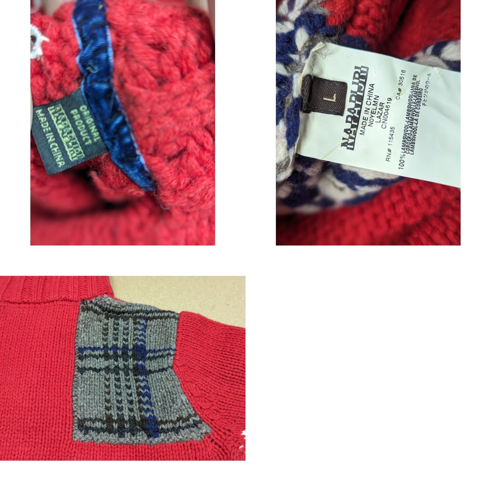 Napapijri Napapijri Mens Sweater Large Red 1/4 Zip Lambswool Knit Pullover Knitwear Crew Neck Knitted Wool Classic Casual Men's Sweater Size US L / EU 52-54 / 3 - 9 Thumbnail