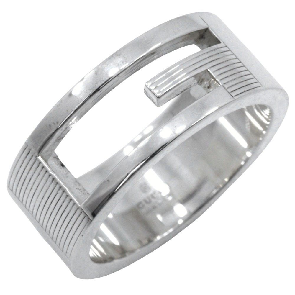 Gucci Gucci Logo Band Ring Sterling Silver Size ONE SIZE - 1 Thumbnail