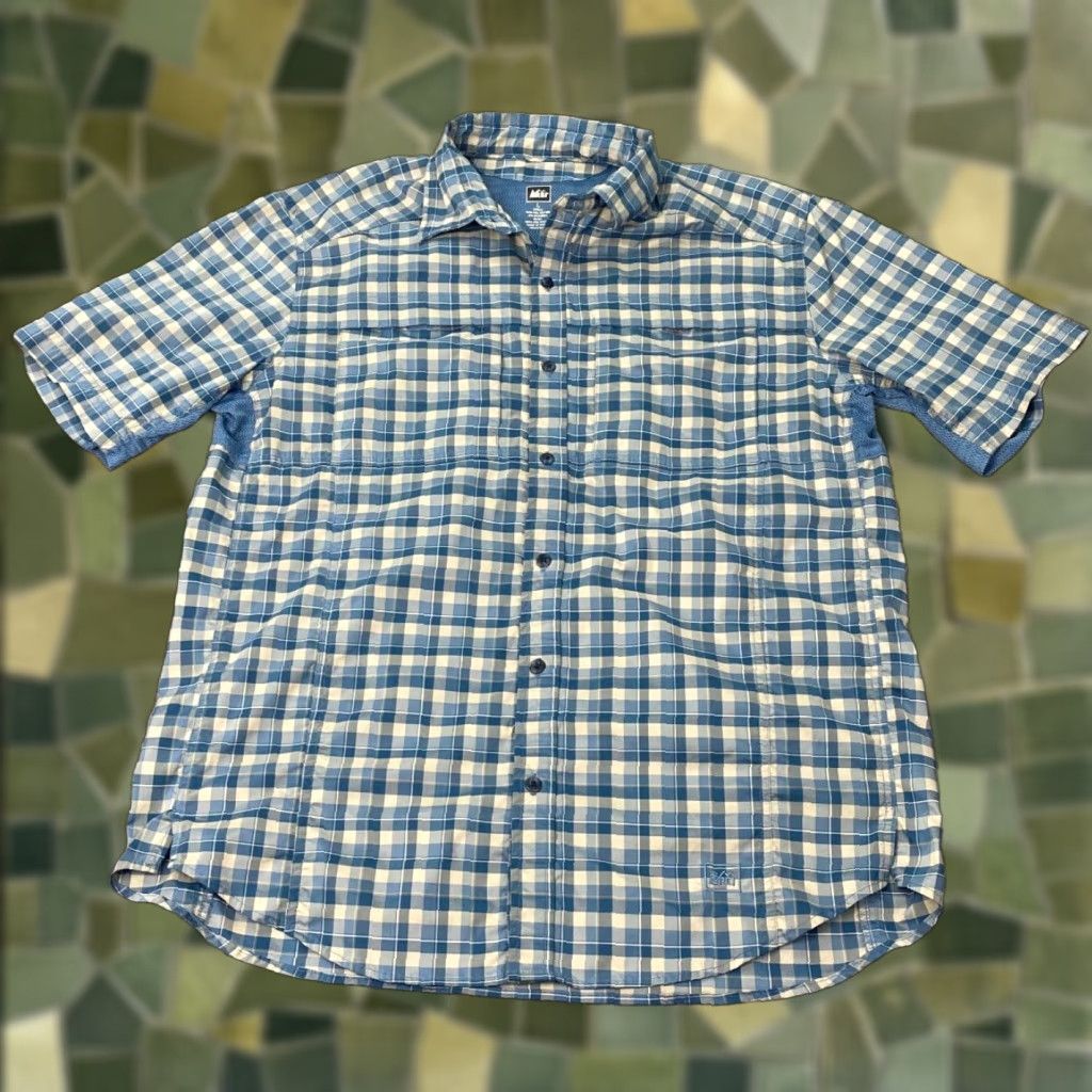 Vintage REI Shirt Mens Large Blue Plaid Lined Vented Hiking Outdoors Casual Stretch Shirt Size US L / EU 52-54 / 3 - 1 Thumbnail