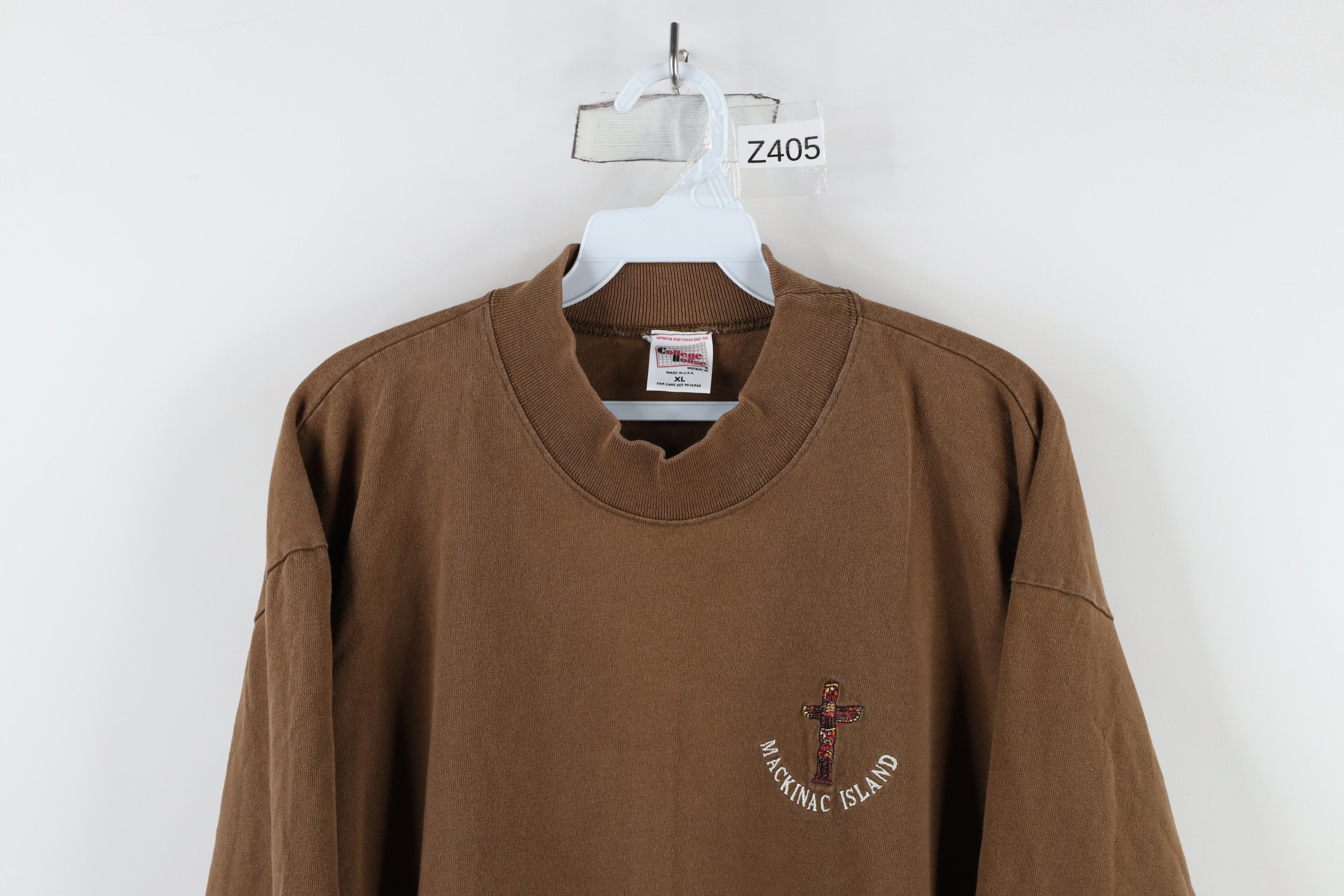 Vintage Vintage 90s Island Mock Neck Long Sleeve T-Shirt Brown USA Size US XL / EU 56 / 4 - 2 Thumbnail