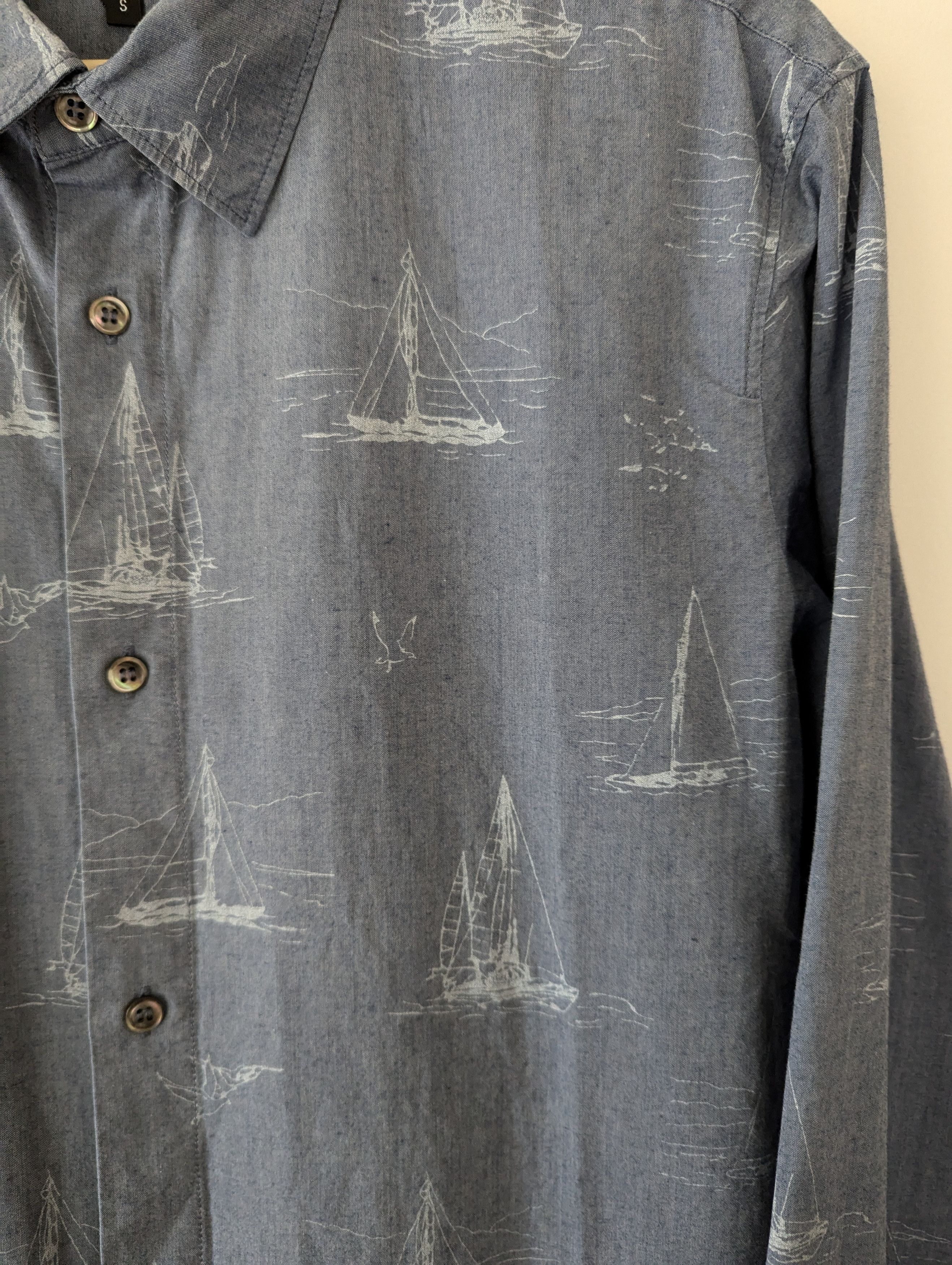 A.P.C. A.P.C. SAILBOAT BLUE LONG SLEEVE SHIRT - LIKE NEW - APC Size US S / EU 44-46 / 1 - 3 Thumbnail