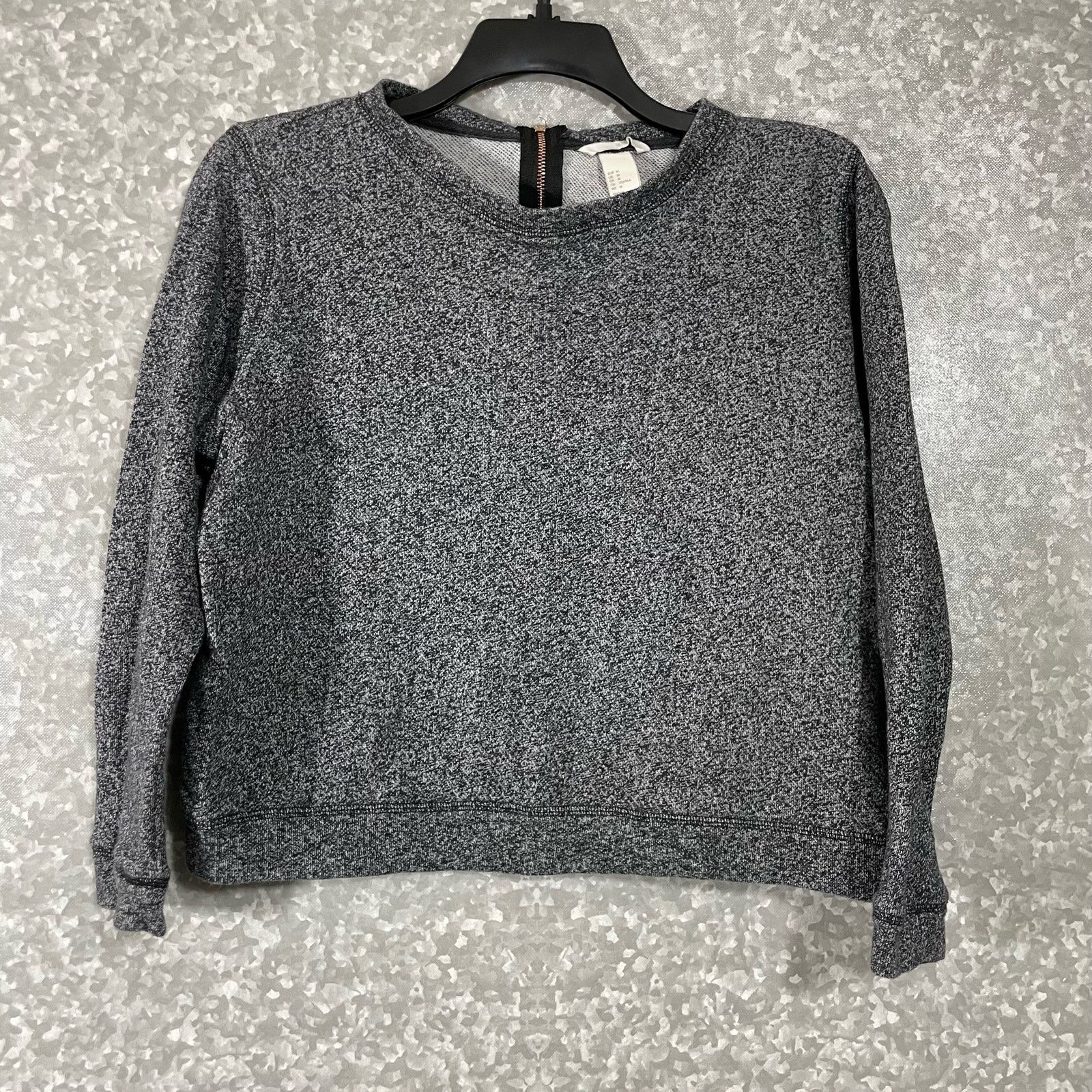 H&M H&M Gray Marled Back Zipper Cropped Sweatshirt - Size Medium Size M / US 6-8 / IT 42-44 - 1 Thumbnail