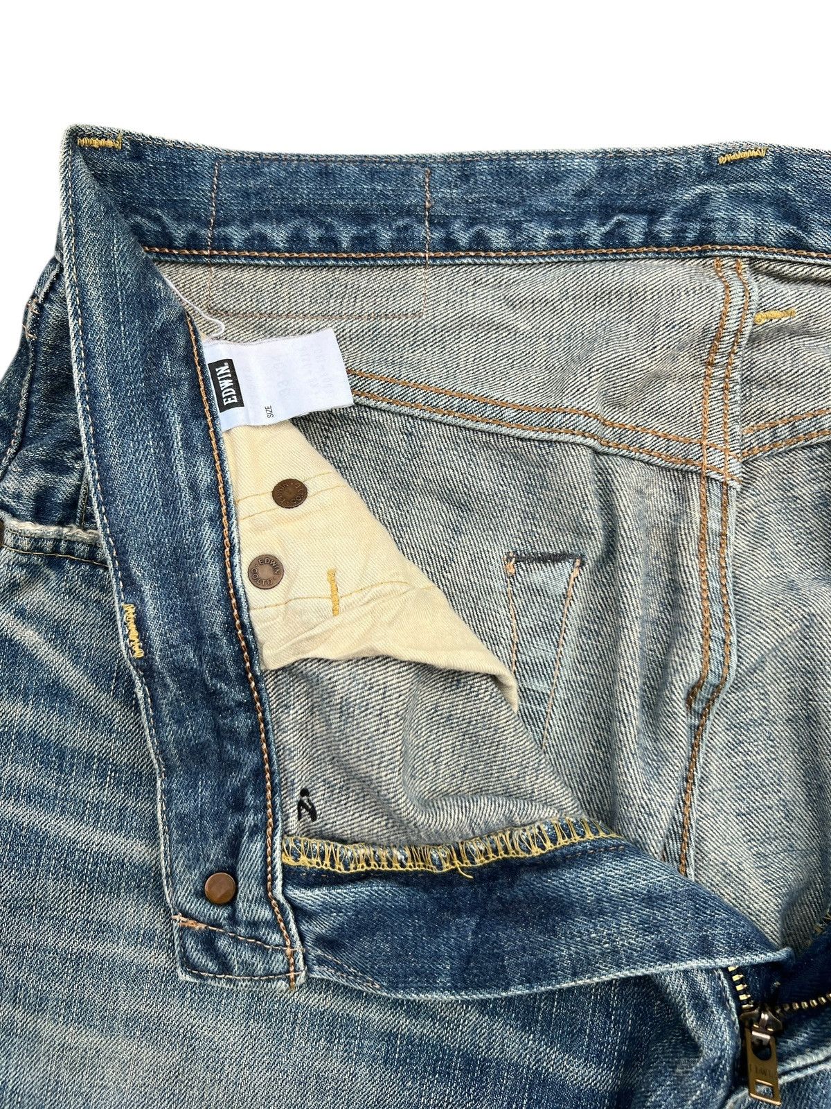 Edwin Vintage Edwin 505 Selvedge Distressed Denim Jeans 35x31 Size US 35 - 11 Thumbnail