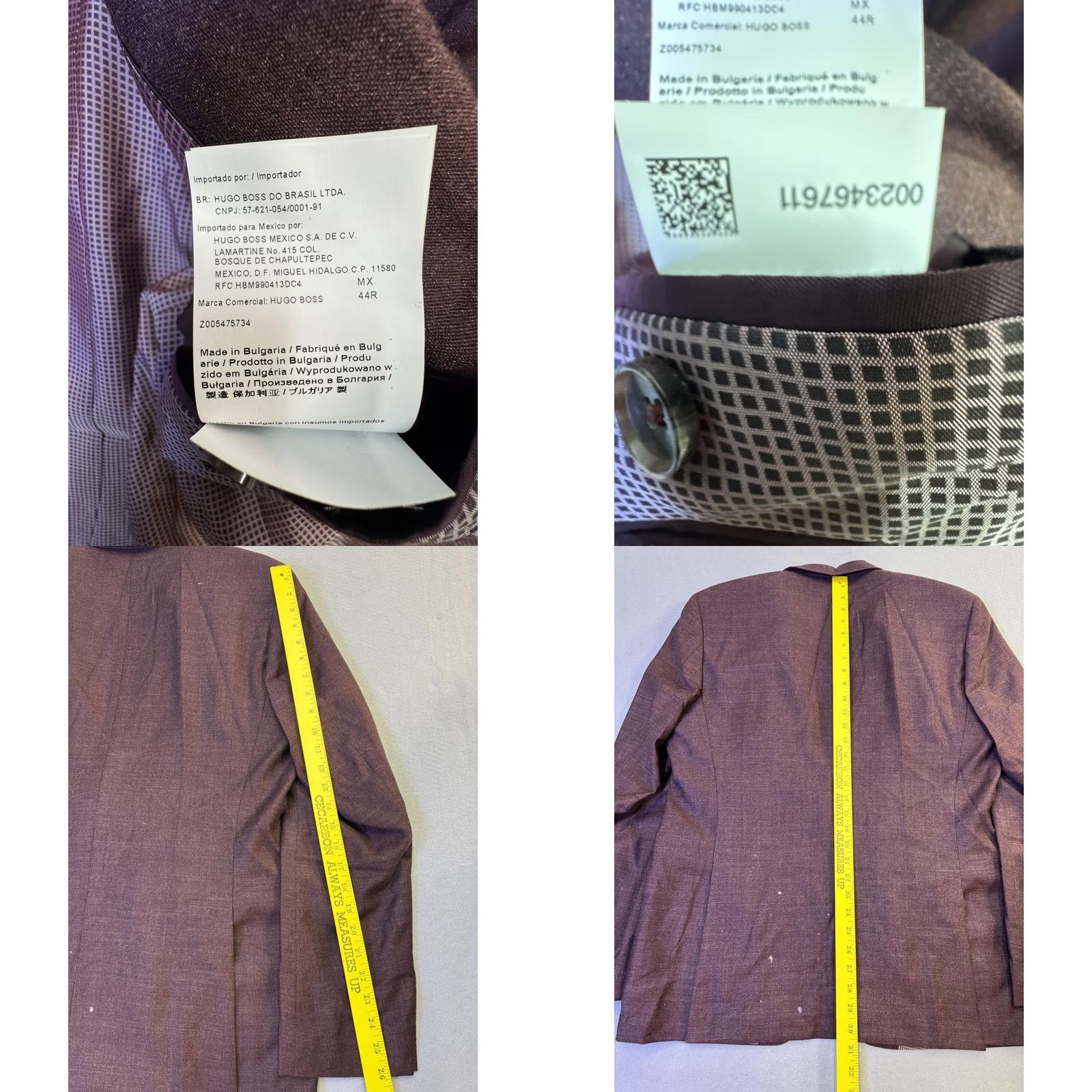 Hugo Boss HUGO BOSS Mens 44R Brown Reda Super 130 Wool Blazer Two Button Lined Suit Jacket Size 44R - 8 Thumbnail
