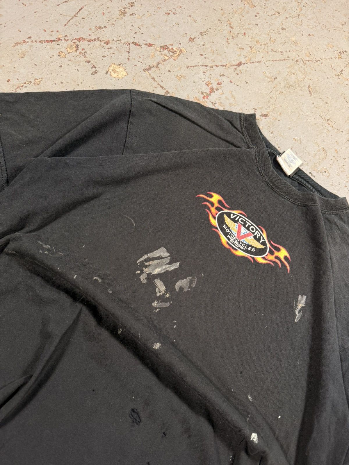 Vintage Vintage Distressed Victory Motorcycle Flame Tee Size US XL / EU 56 / 4 - 2 Thumbnail