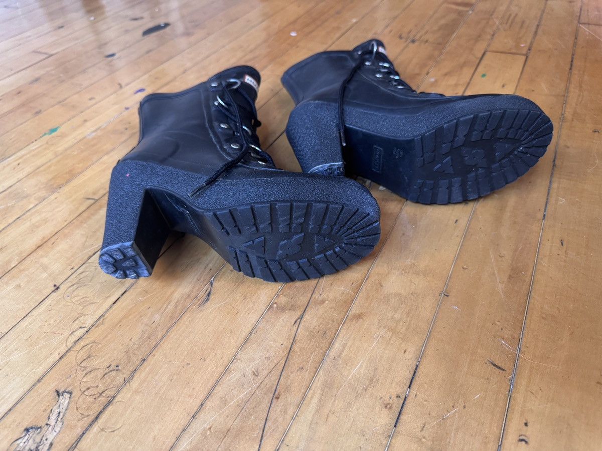 Hunter Hunter Black Leather Heeled Rainboots Size US 7 / IT 37 - 2 Thumbnail
