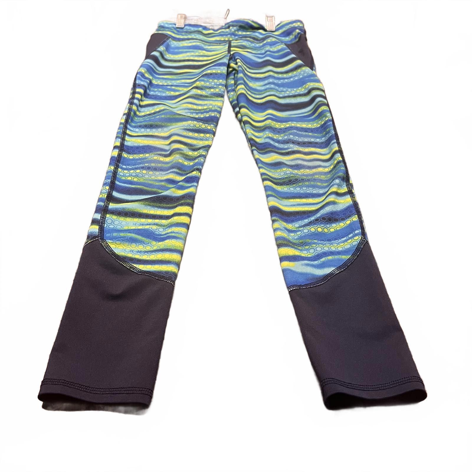 Unknown London Women's Blue and Green Patterned Leggings with Black Accents Size 36" / US 14 / IT 50 - 3 Thumbnail