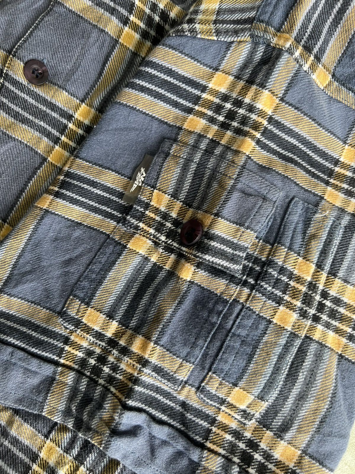 Garment Reproduction of Workers × Hook-Ups × No Fear Y2K No Fear Rayon Blend Madras Plaid Worker 🛹 Flannel Shirt Size US M / EU 48-50 / 2 - 7 Thumbnail