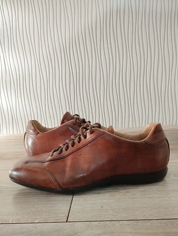 Santoni Sneakers Size 8 Shoes 43 Brown Leather Formal, Men's