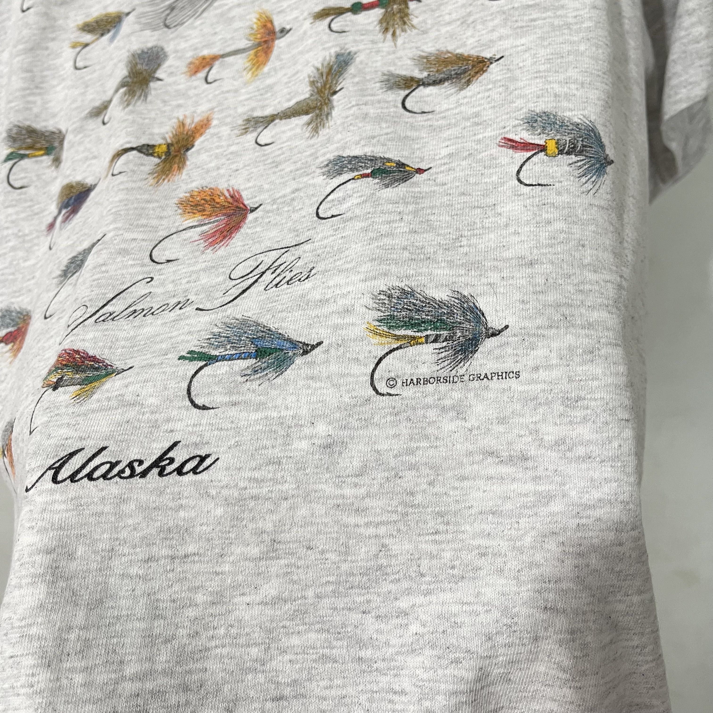 Vintage Vintage 90s Salmon Flies Alaska Fishing T-Shirt Size US S / EU 44-46 / 1 - 3 Thumbnail