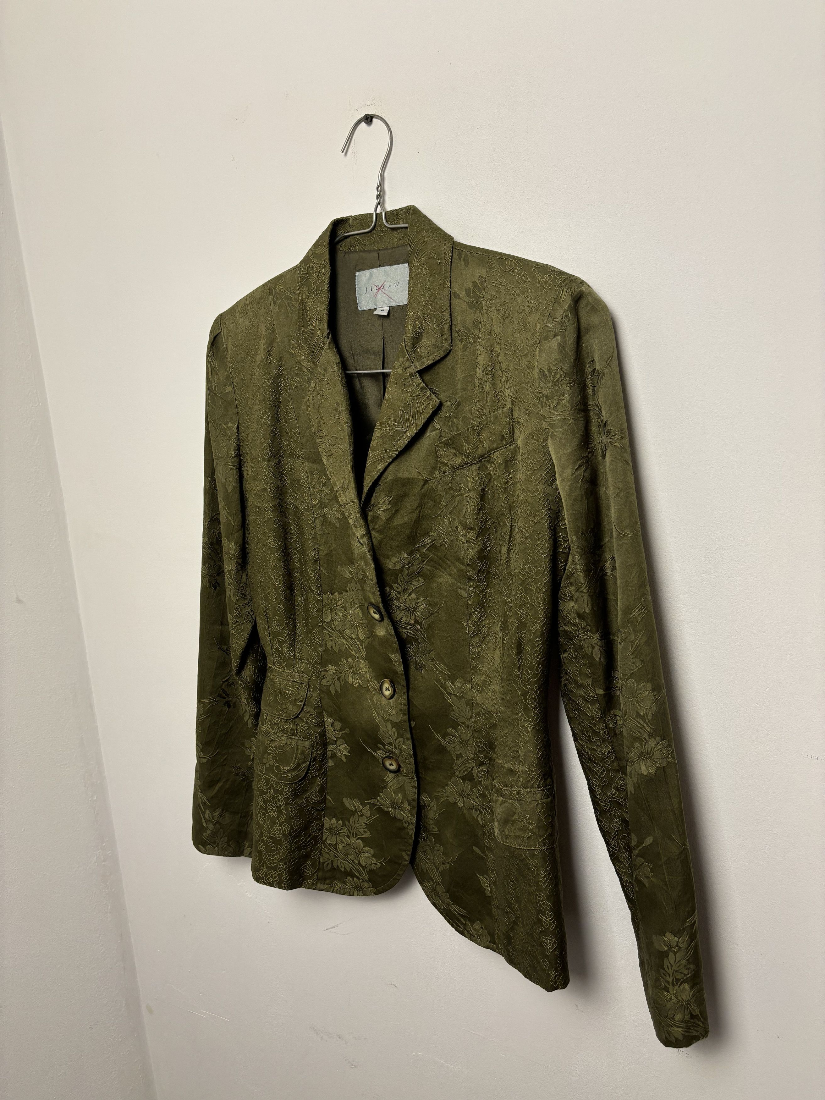 Designer × Jigsaw Vintage Jigsaw Silk Embroidered Blazer Size M / US 6-8 / IT 42-44 - 4 Thumbnail
