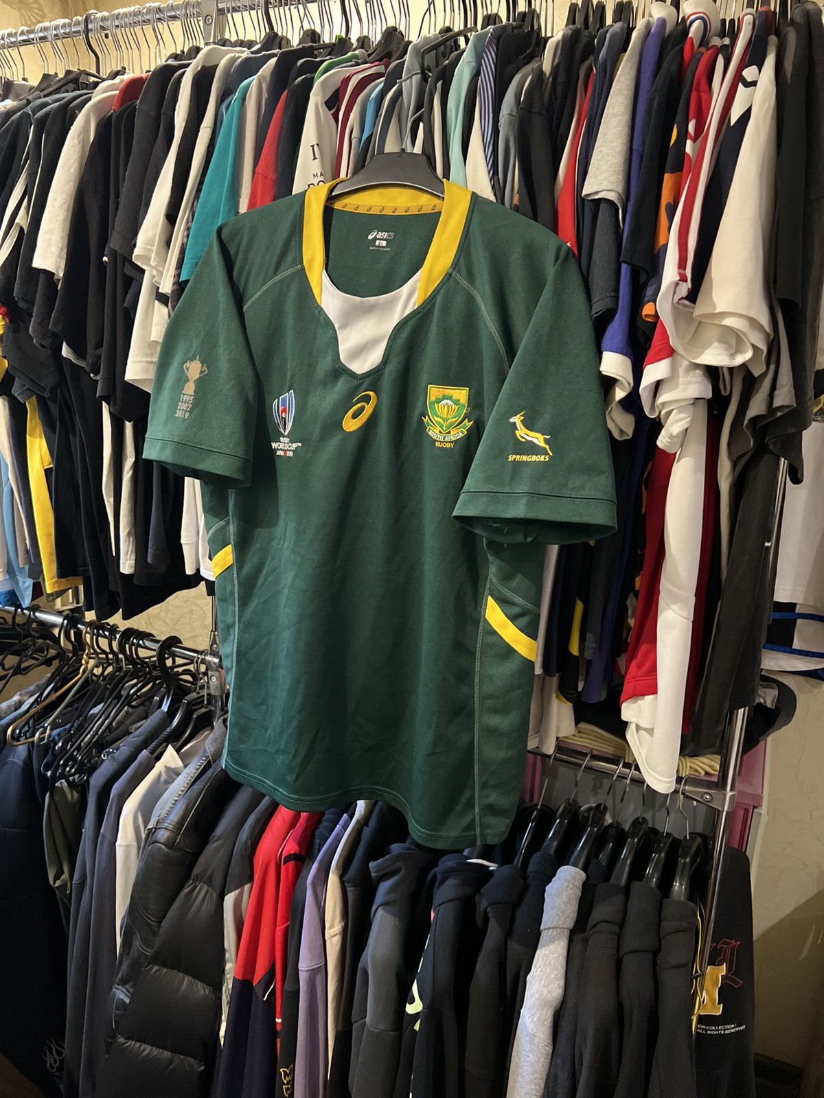 Asics 2018/2019 ASICS SOUTH AFRICA RUGBY HOME FOOTBALL SHIRT XL Size US XL / EU 56 / 4 - 1 Thumbnail
