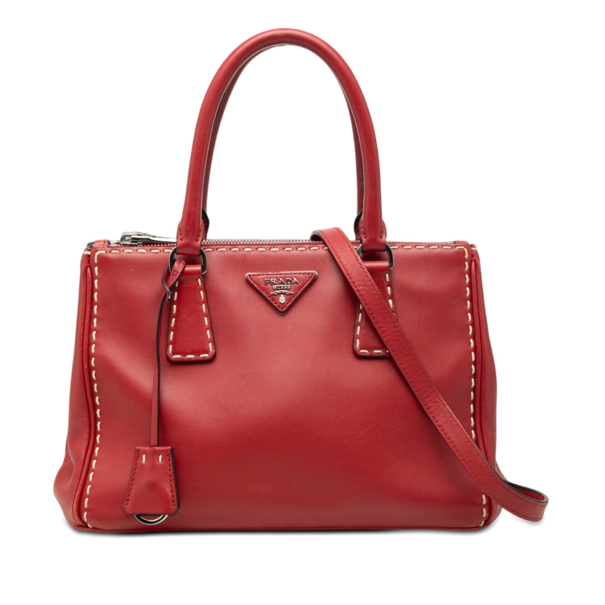 Prada Small City Calf Hand Stitched Galleria Double Zip Satchel Size ONE SIZE - 1 Thumbnail
